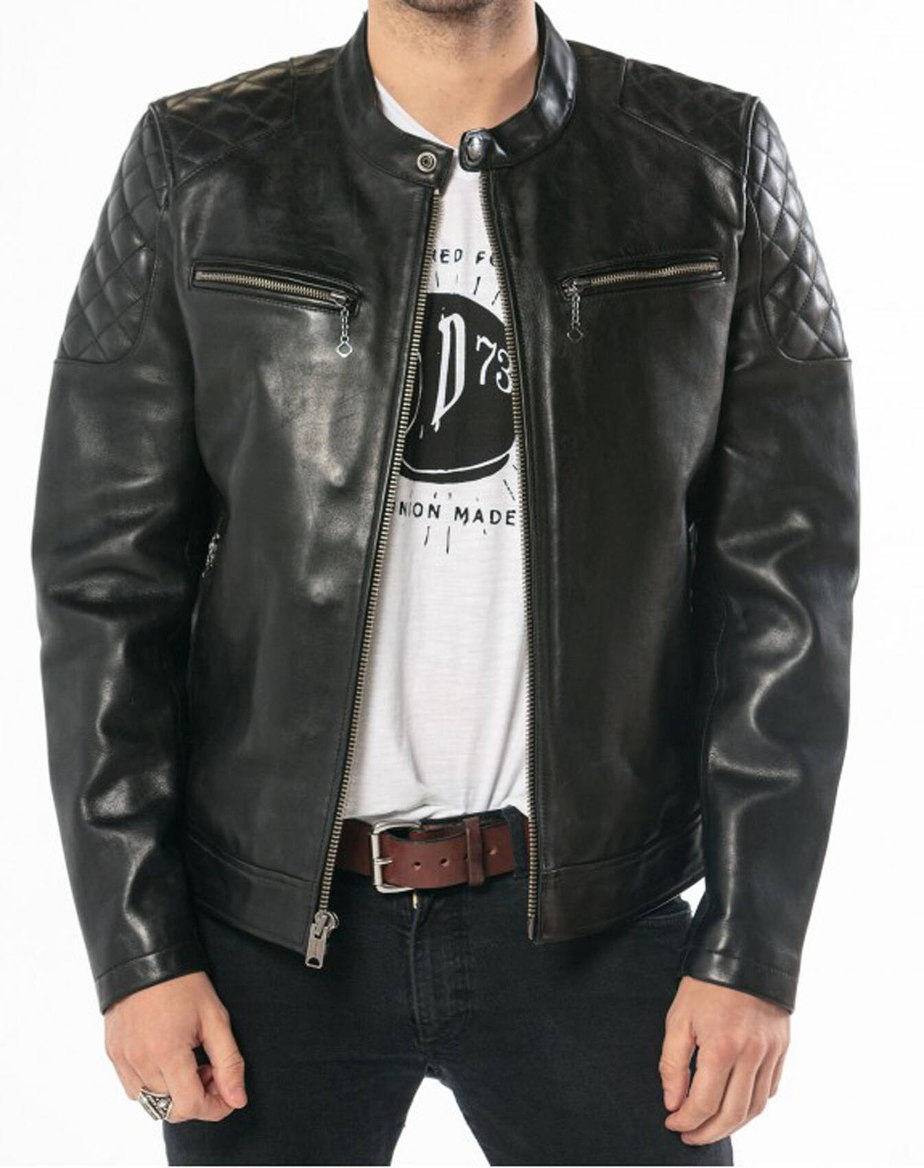 101246 noir blouson cuir homme  (1)