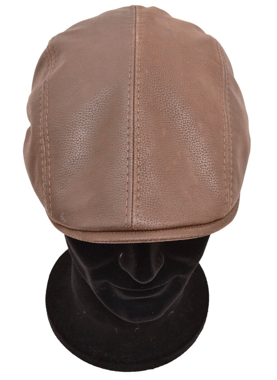 Berret cuir homme vachette marron casquette plate (3)