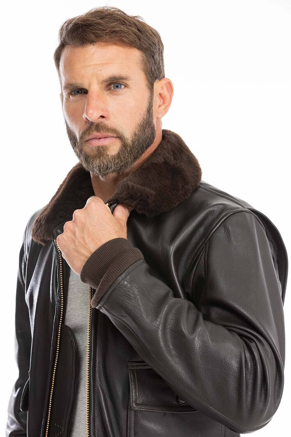 blouson aviateur pilote homme marron cockpit Z2108W (12)