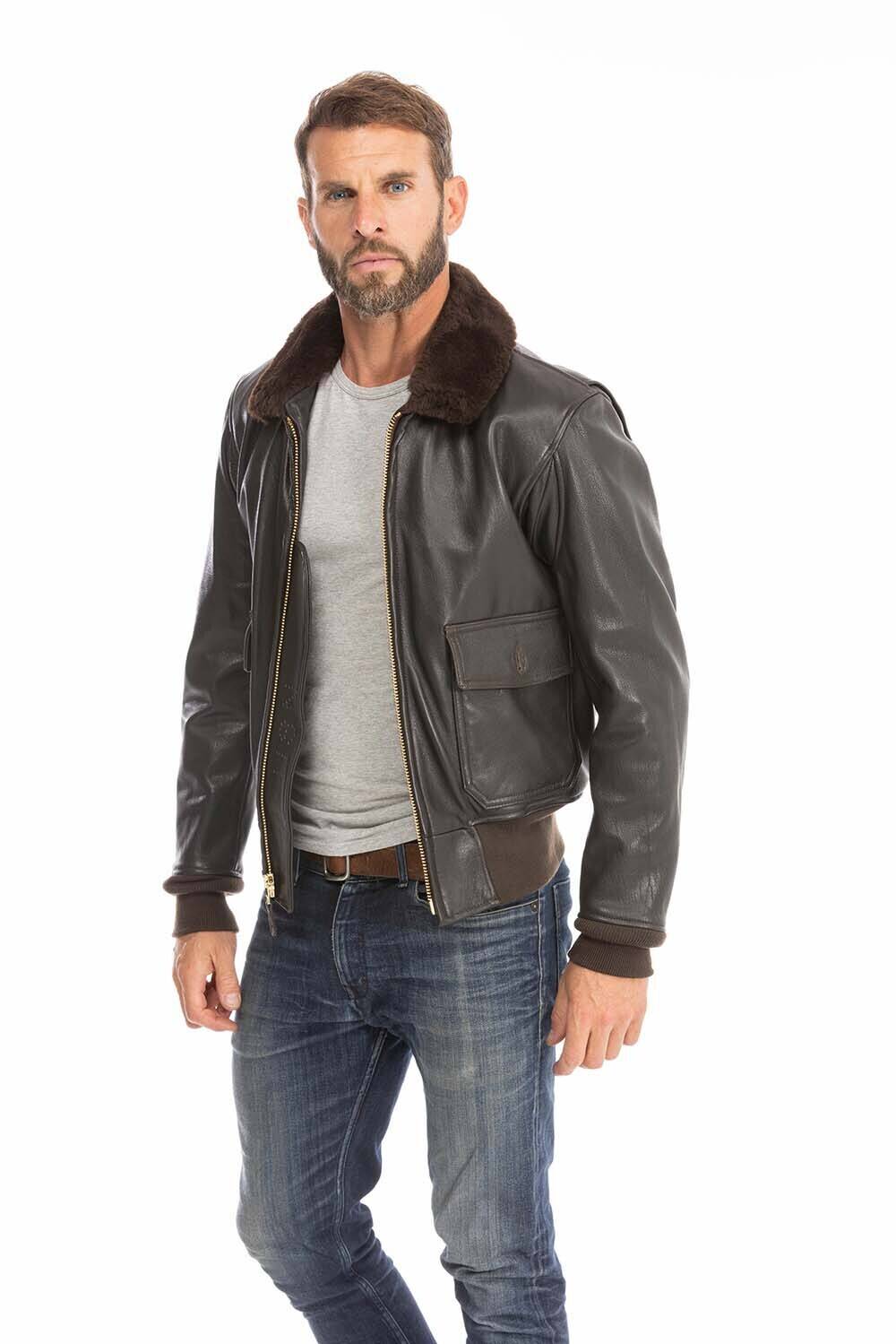 blouson aviateur pilote homme marron cockpit Z2108W (4)