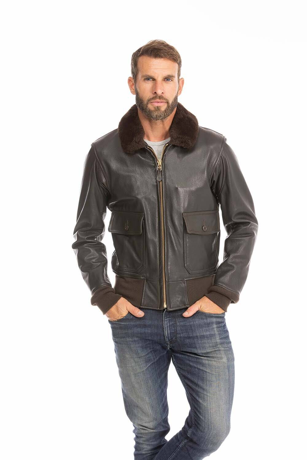 blouson aviateur pilote homme marron cockpit Z2108W (7)