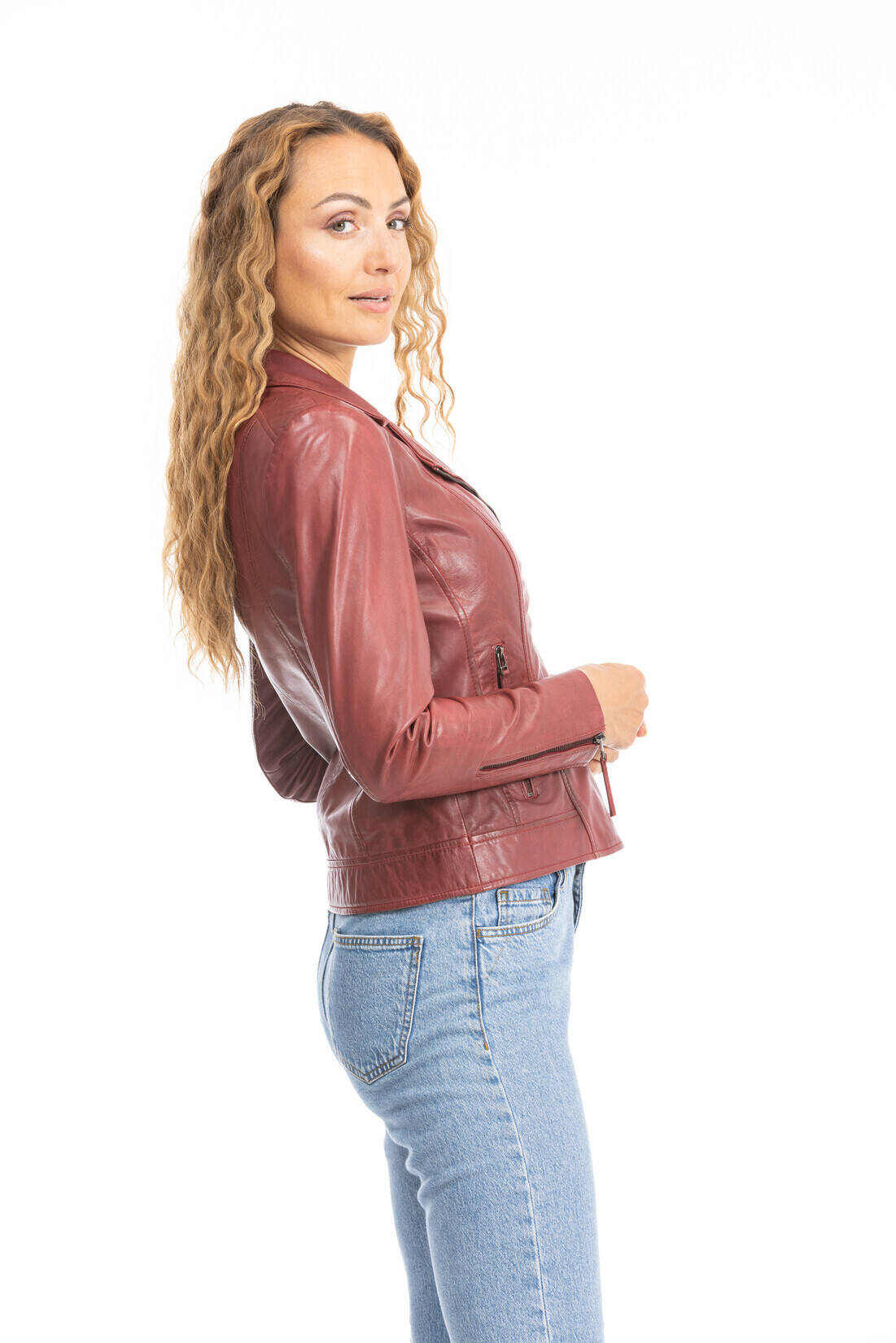 blouson cuir bella rouge (3)