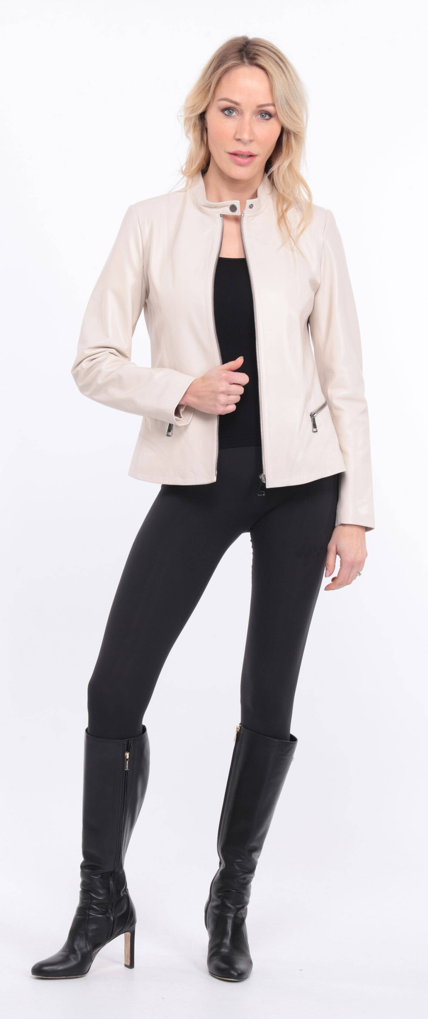 blouson cuir ecru christelle  (3)