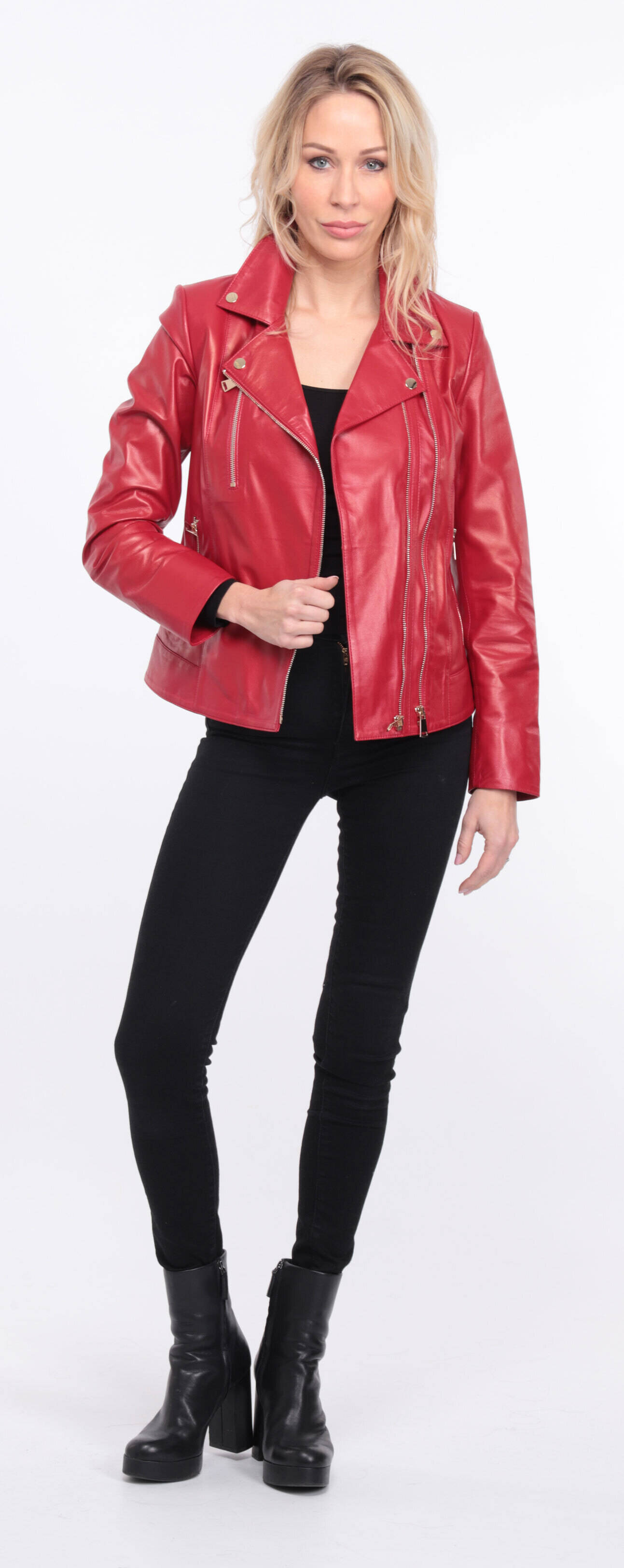 blouson cuir elsa rouge (5)