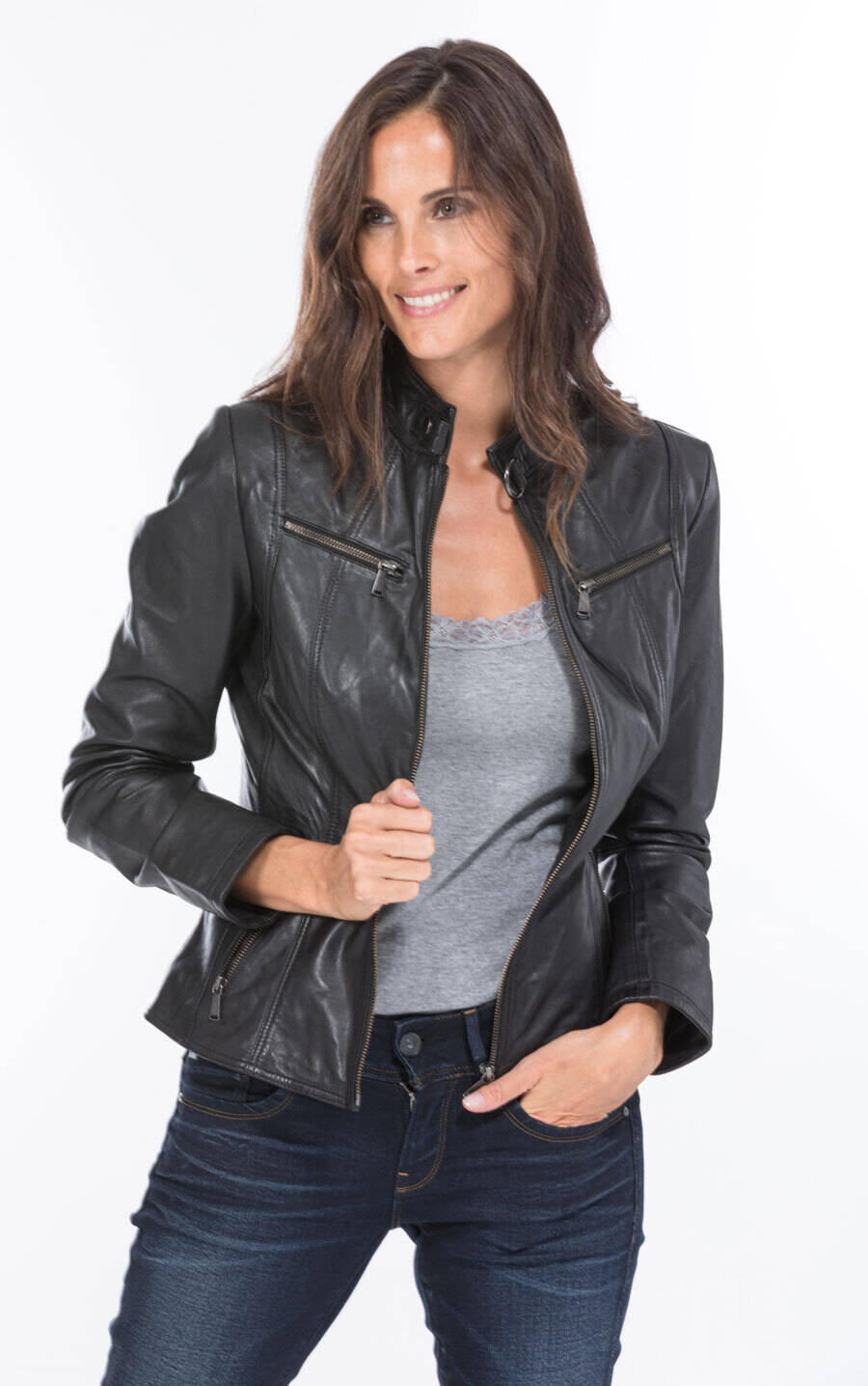 blouson cuir femme marie noir  (10)