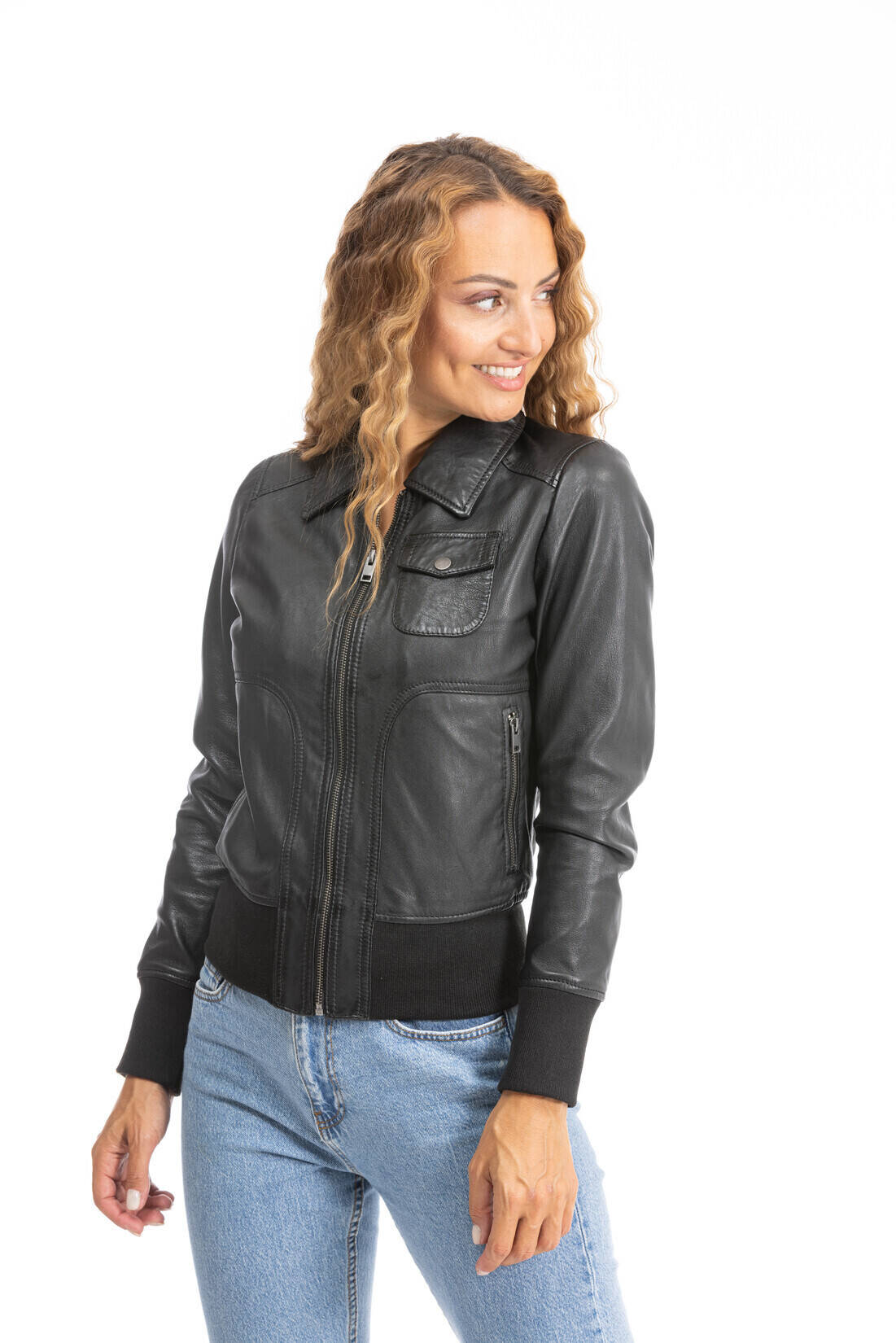 blouson cuir femme noir 64605 (8)