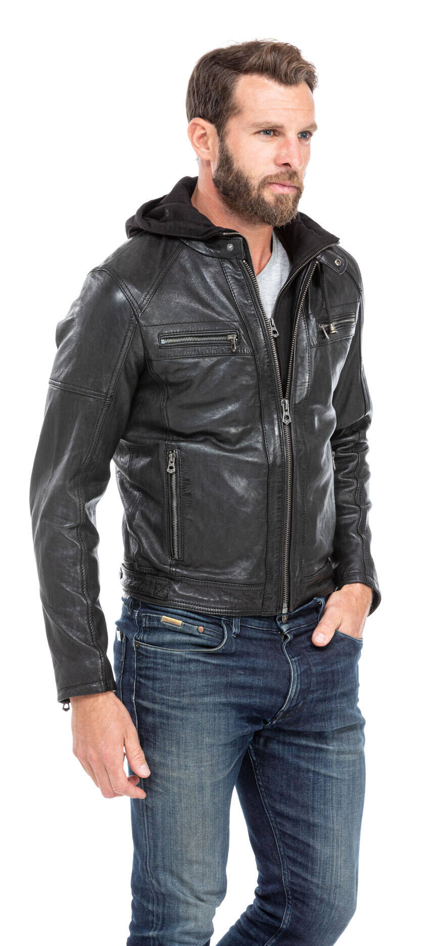 blouson cuir homme agneau noir 101126 capuche (3)