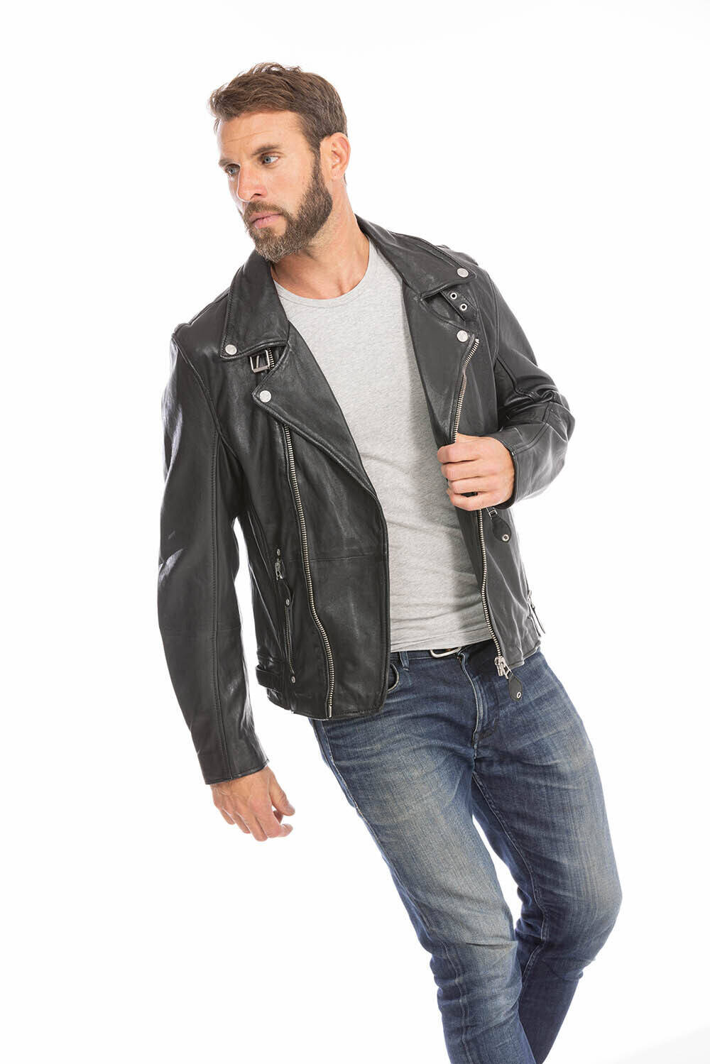 blouson cuir homme agneau noir mavric style perfecto (3)