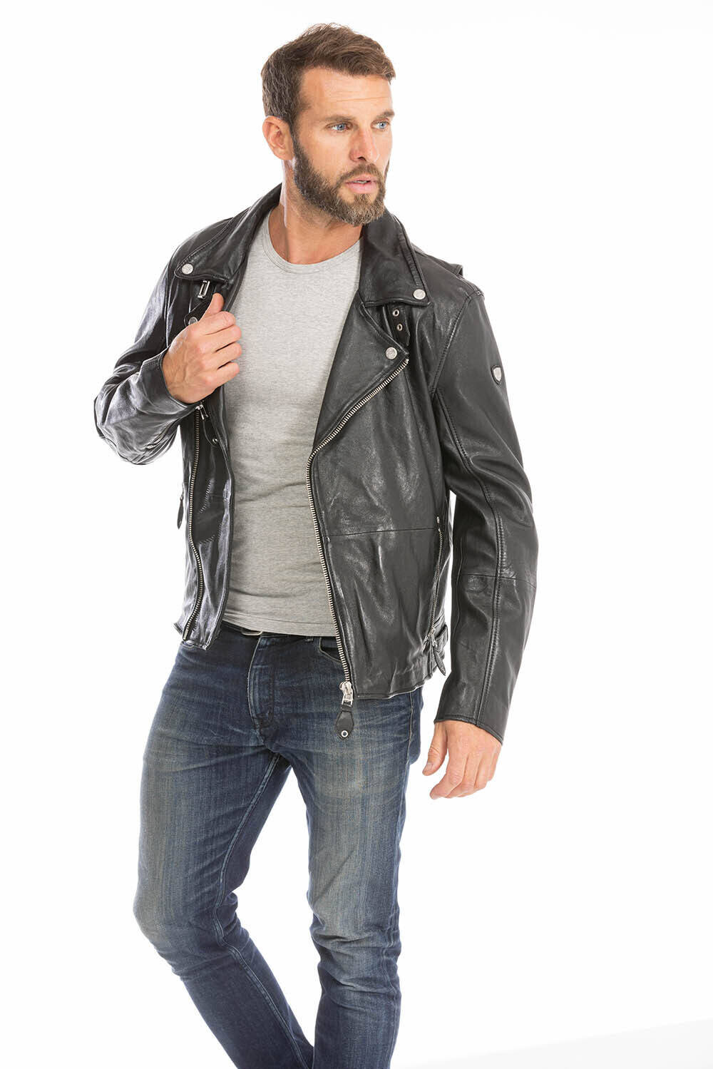 blouson cuir homme agneau noir mavric style perfecto (4)