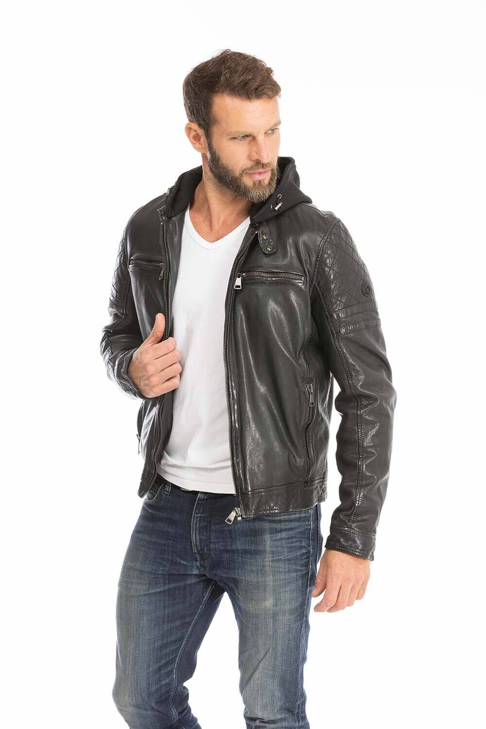 blouson cuir homme agneau noir ryde redskins (4)