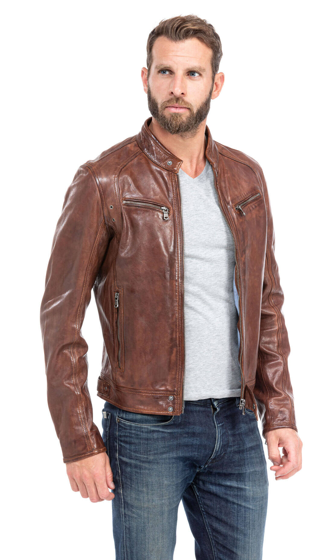 blouson cuir homme agneau tan florian style motard (3)