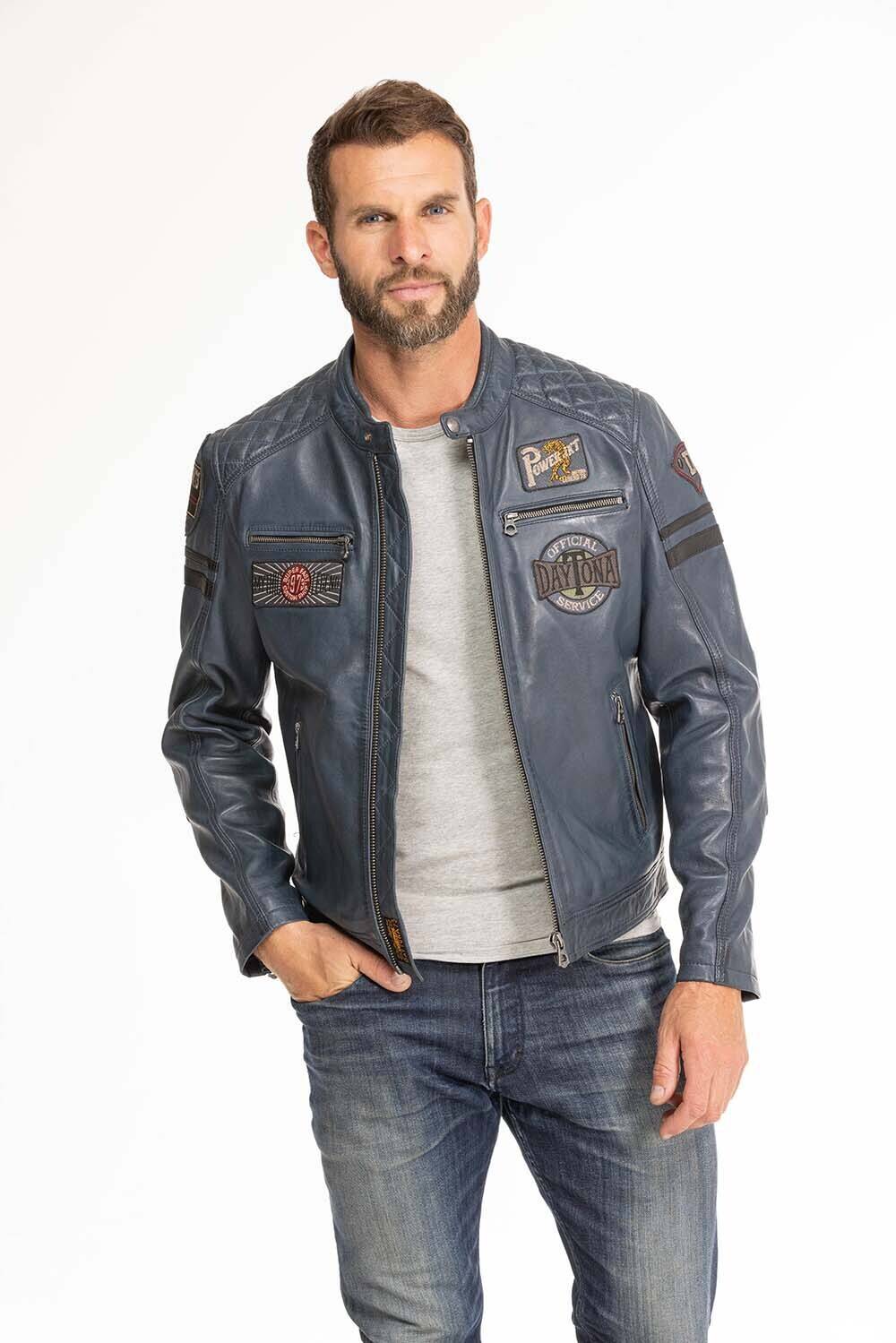 blouson cuir homme bleu 102831 style motard (4)