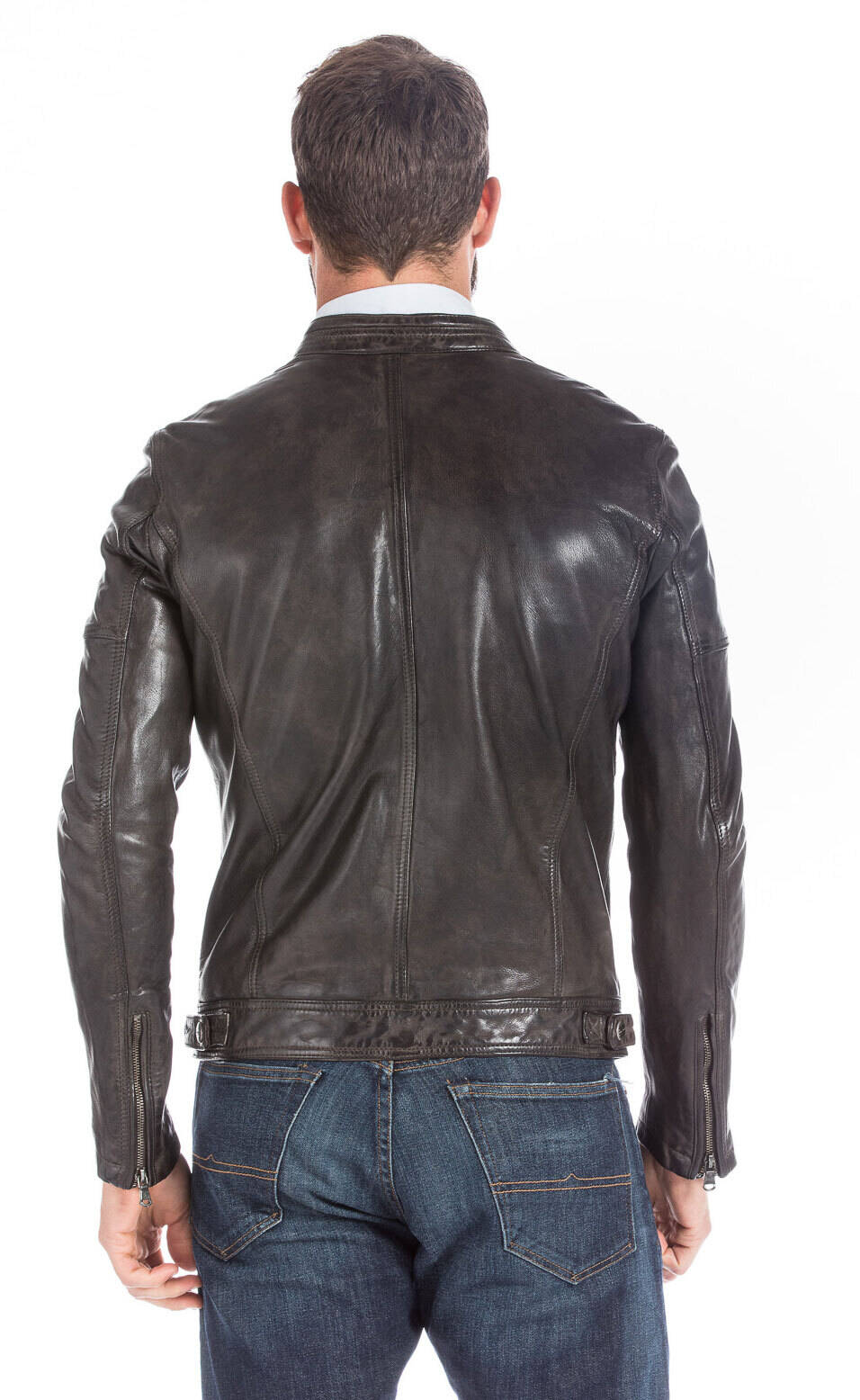 Blouson cuir homme esprit motard tendance 101046-13918