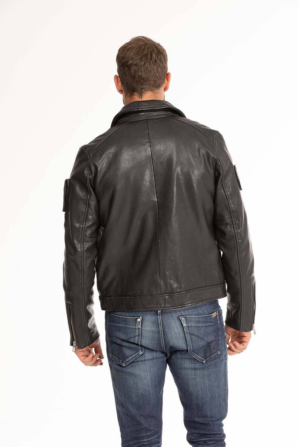 blouson cuir homme jaegger noir patrouille de france (4)