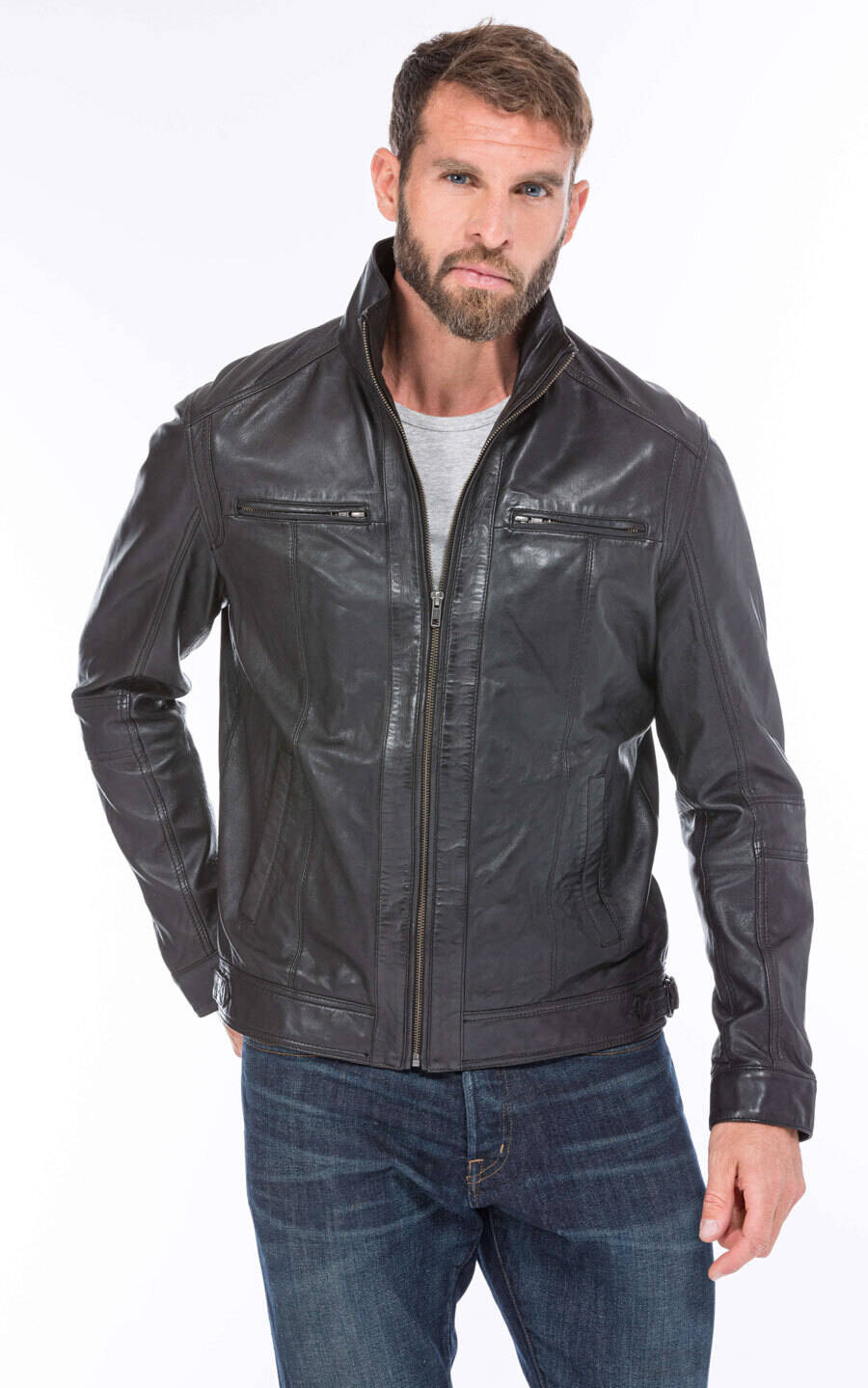 blouson cuir homme marlone noir (2)