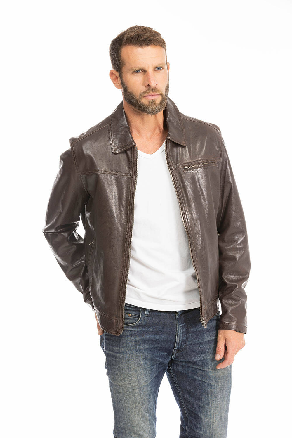 blouson cuir homme marron 100144 major (2)