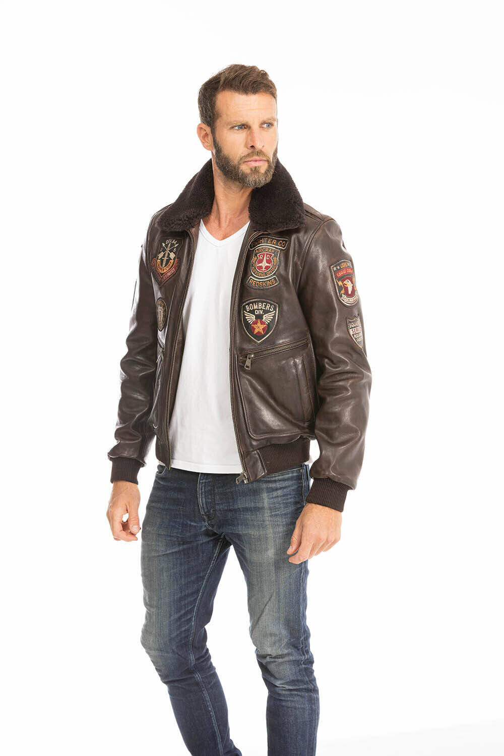 blouson cuir homme marron avia style pilote aviateur (4)