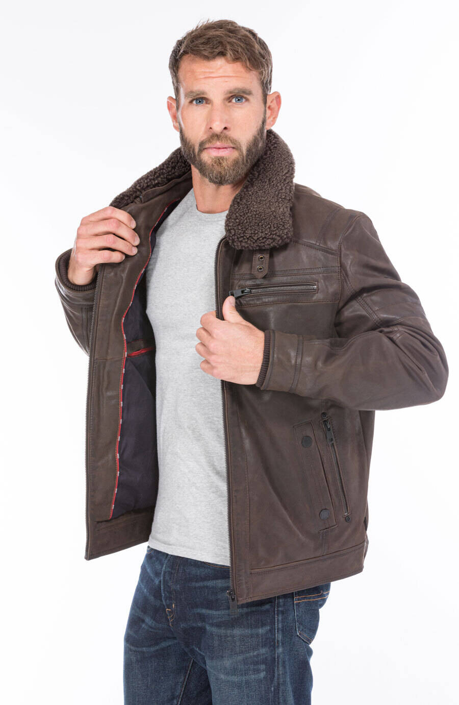 blouson cuir homme marron damien  (10)