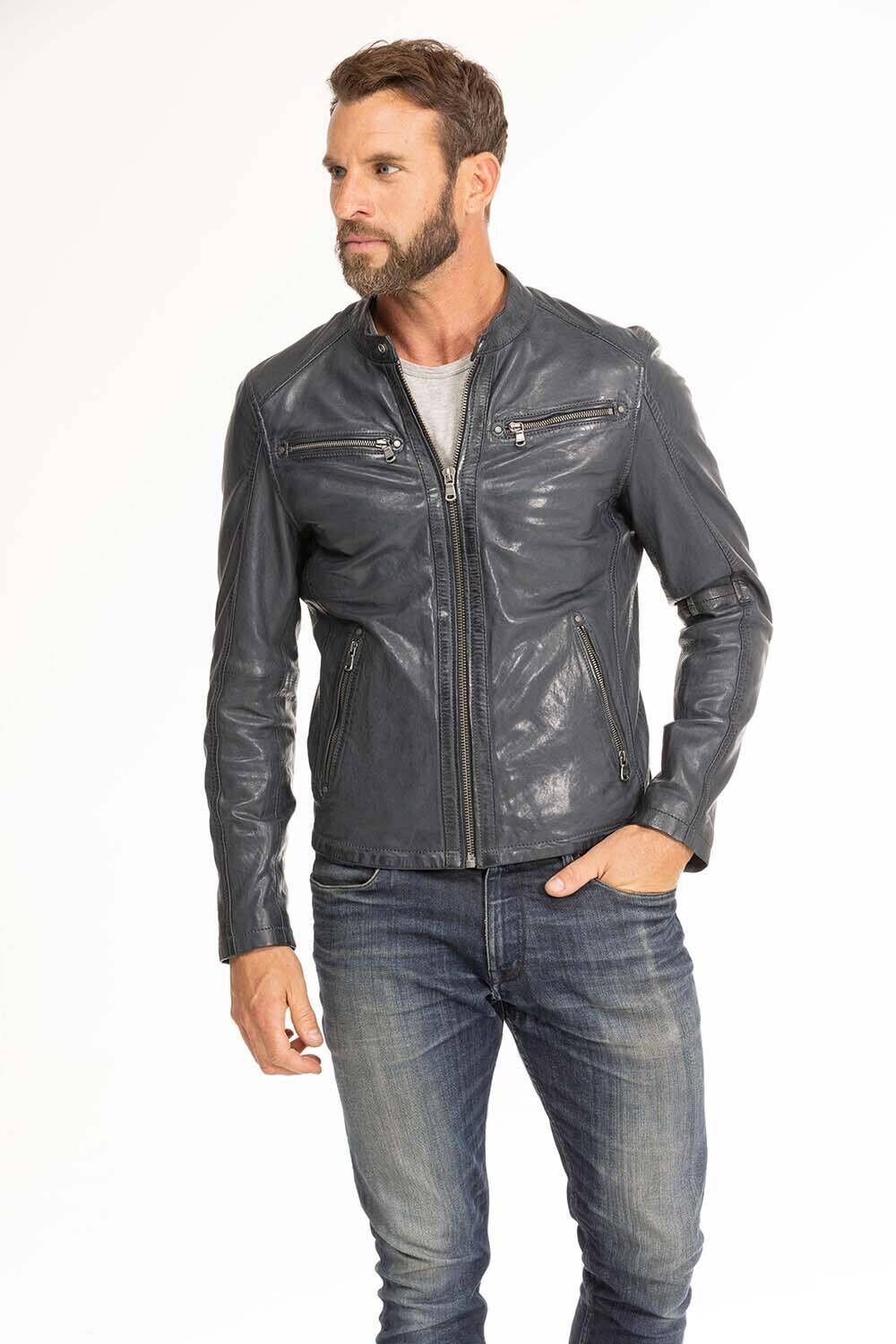 blouson cuir homme navy gafi (10)