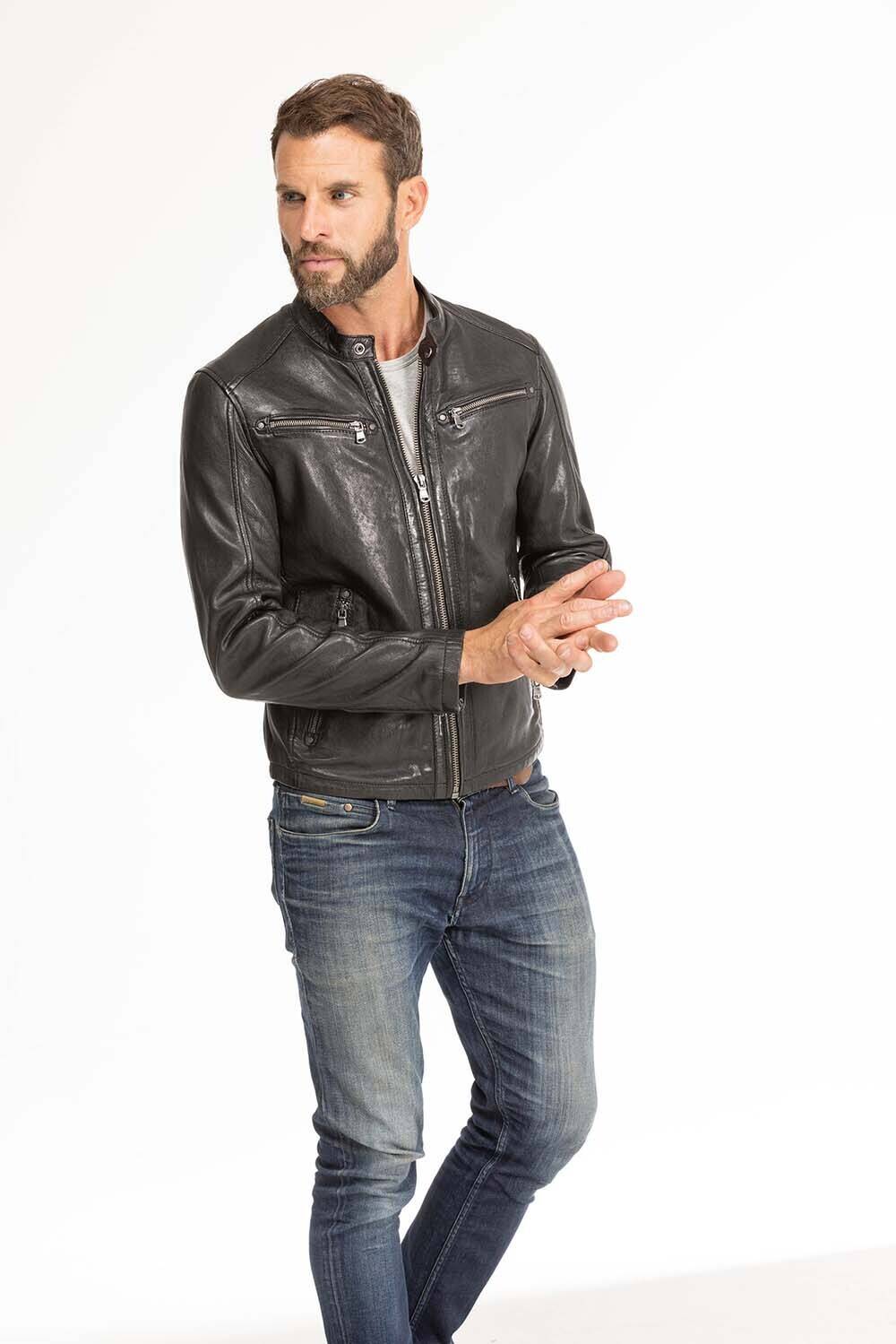 blouson cuir homme noir Gafi  (16)