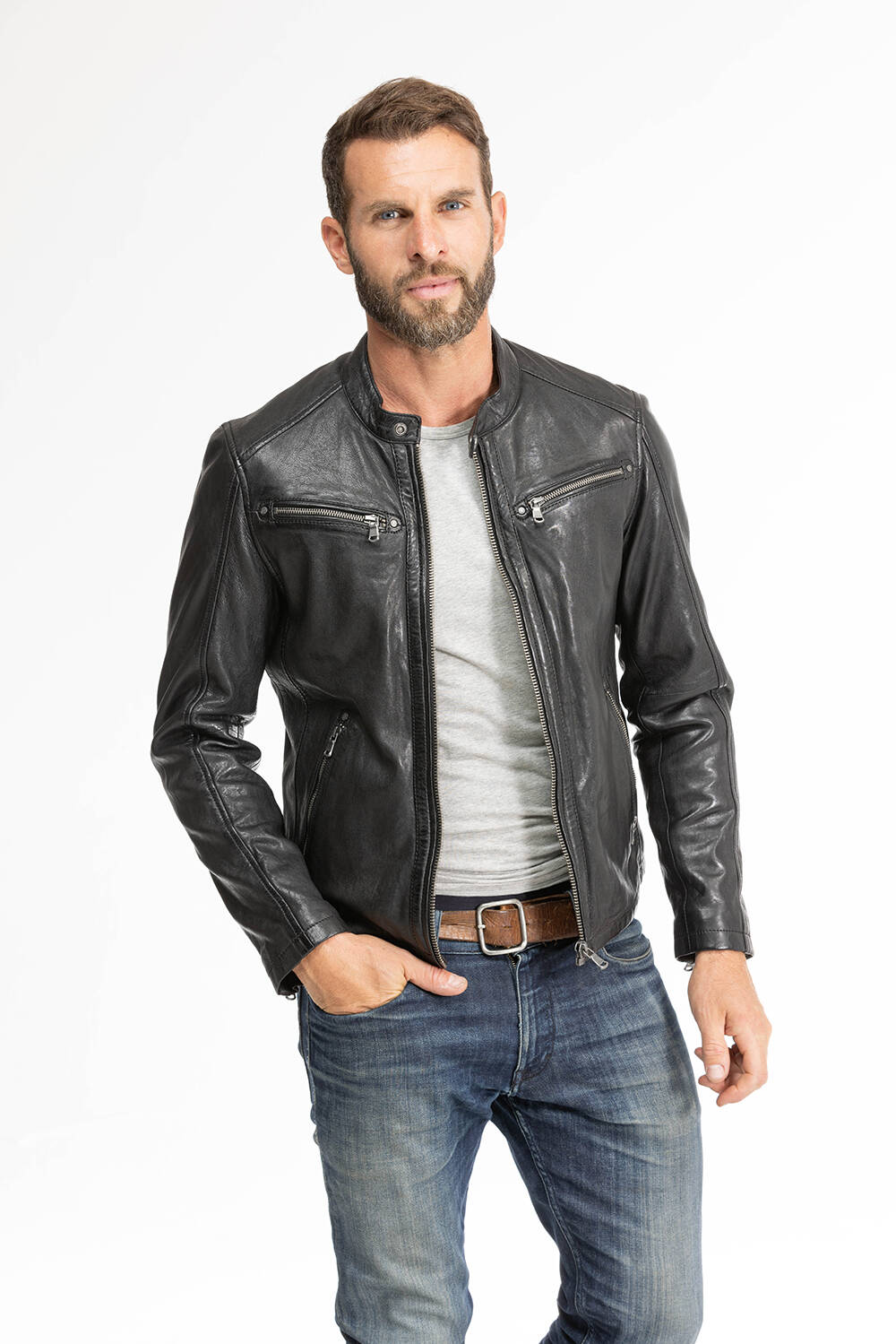 blouson cuir homme noir Gafi  (3)