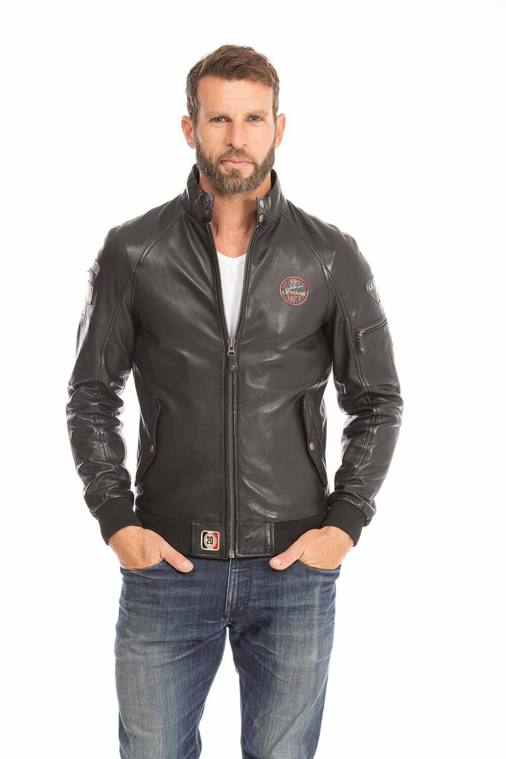 blouson cuir homme noir harry style pilote (10)