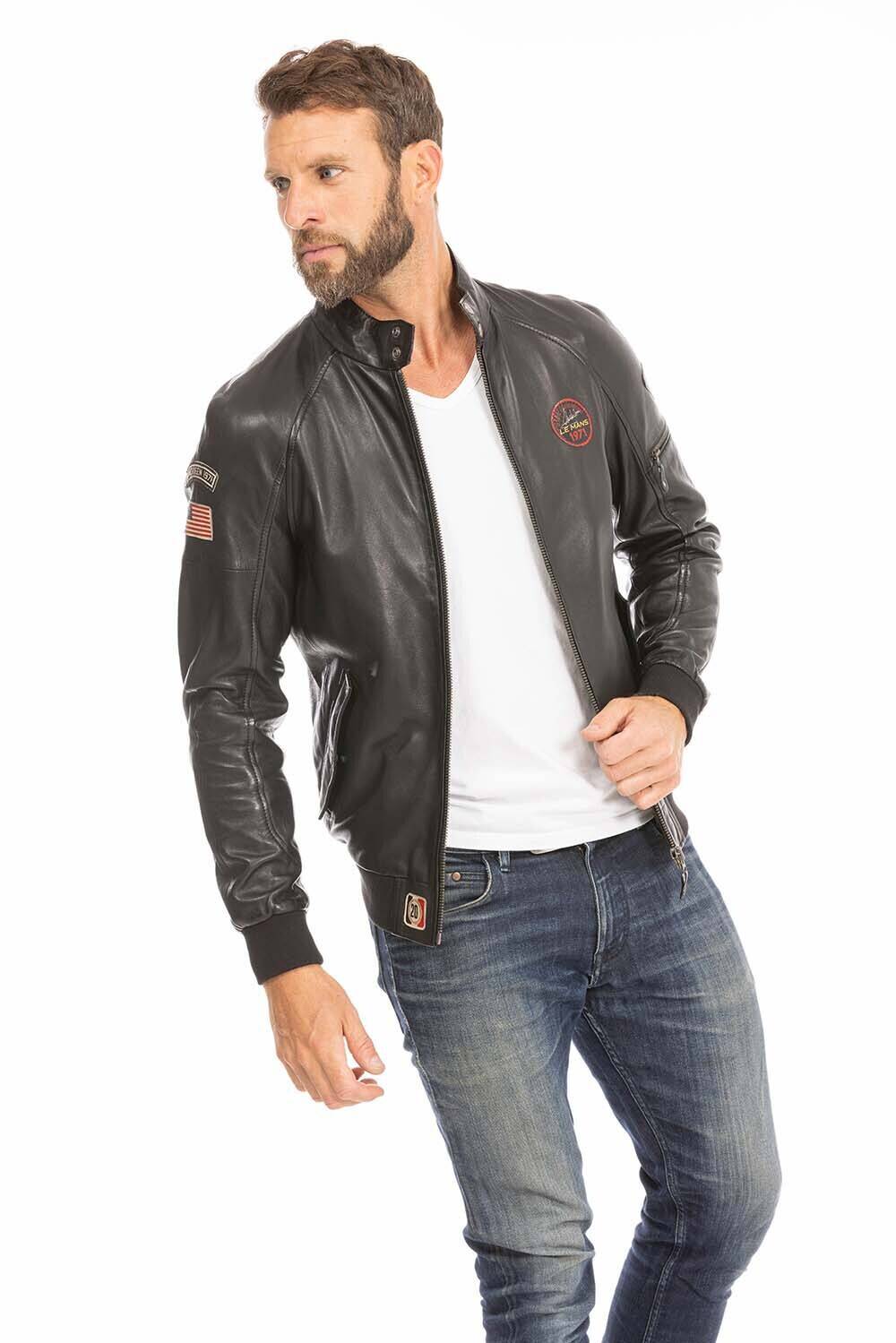 blouson cuir homme noir harry style pilote (3)