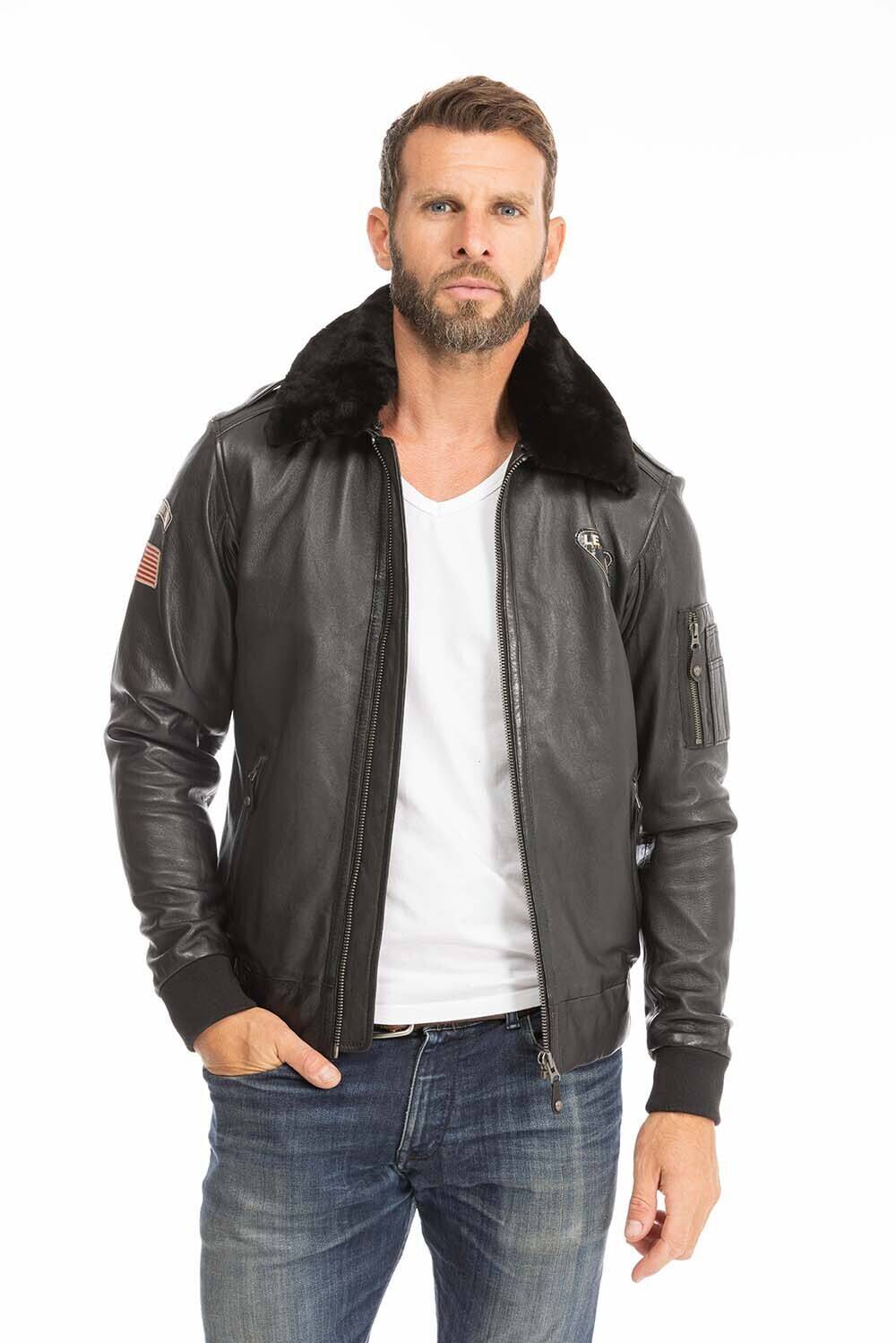 blouson cuir homme noir john style pilote (2)