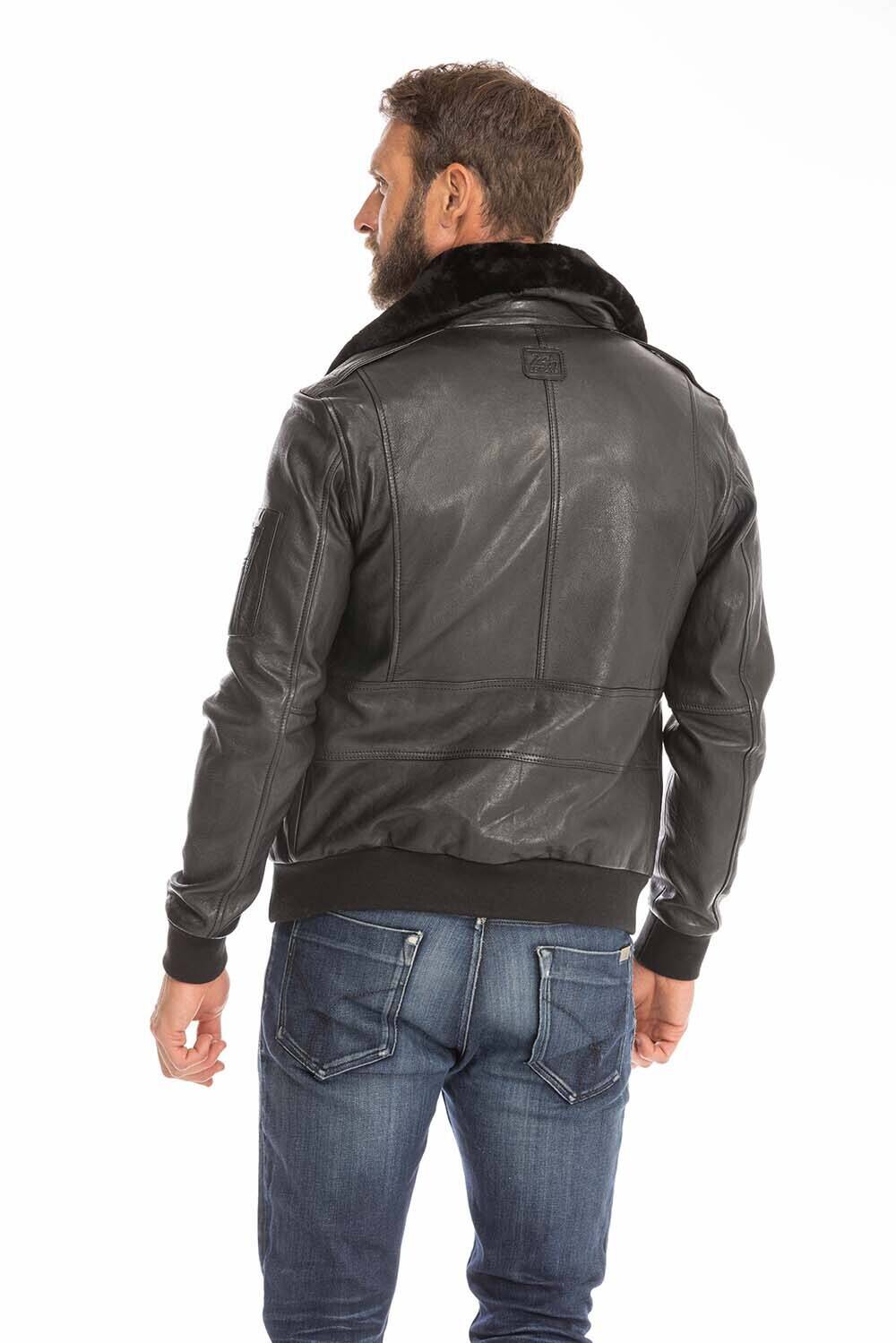 blouson cuir homme noir john style pilote (9)