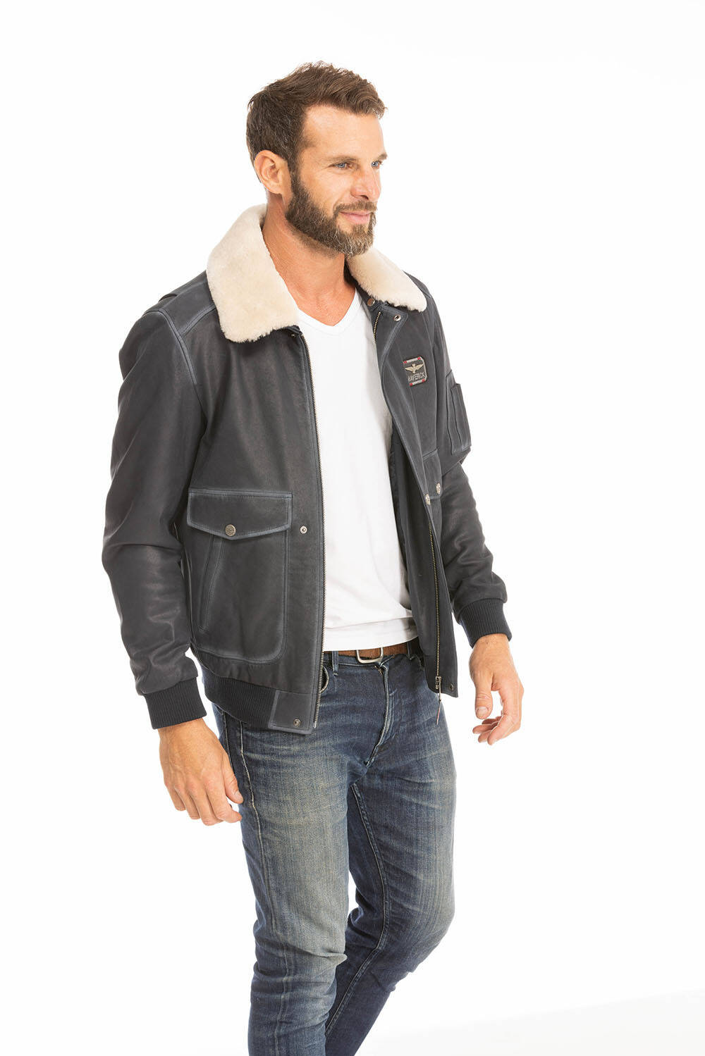 blouson cuir homme pilote bleu ek72 (5)