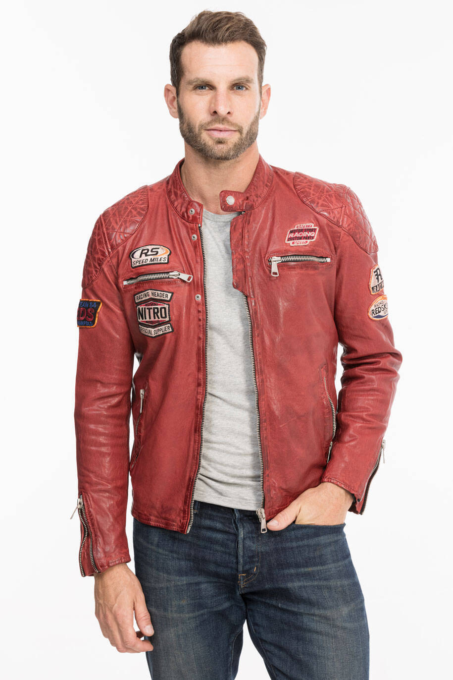 blouson cuir homme redkins rouge rf 132 (1)