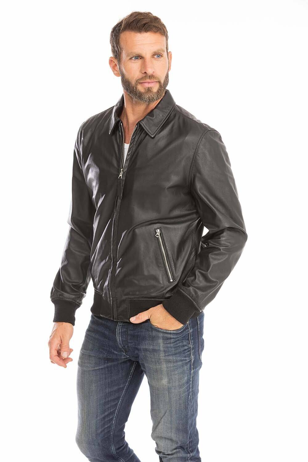 blouson cuir homme schott noir lc yales style pilote (4)