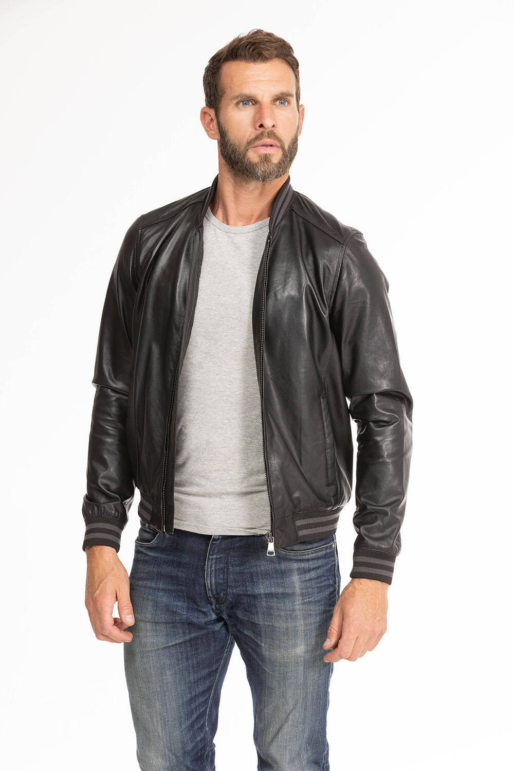 blouson cuir homme style bombers redskins noir dives (2)