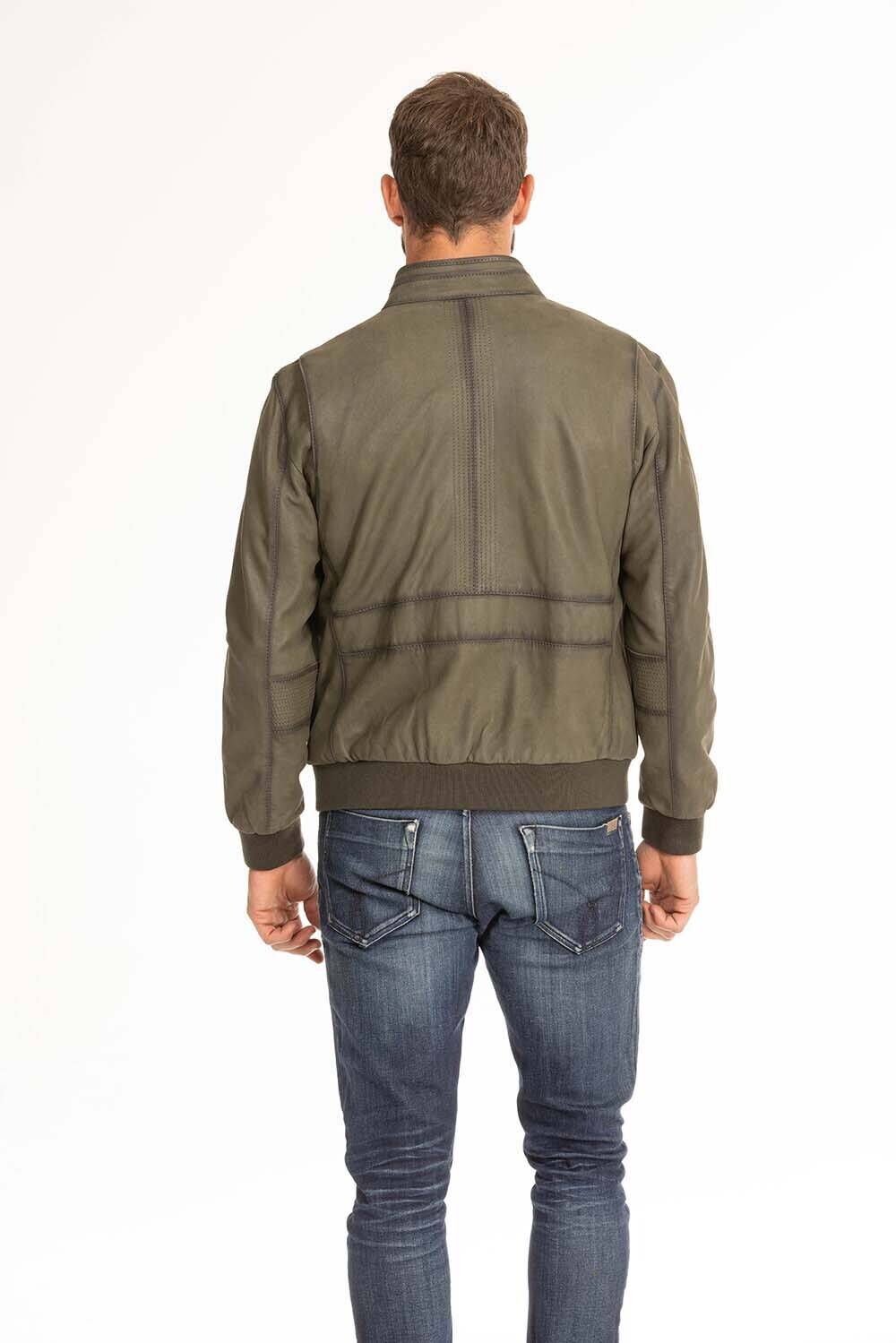 blouson cuir homme vert Gervin (5)