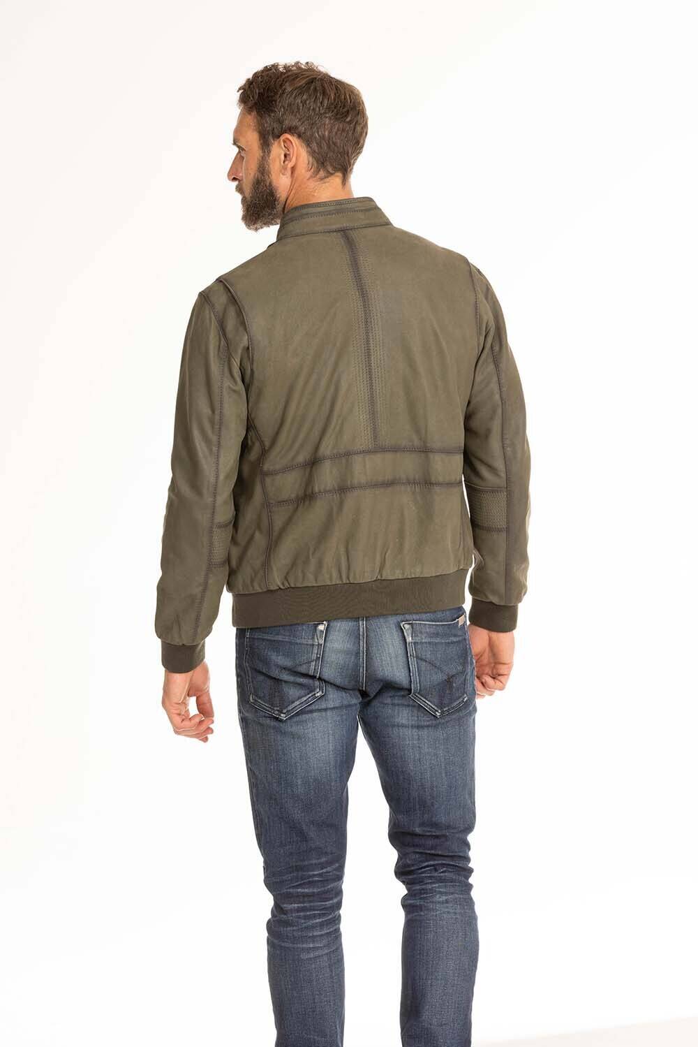 blouson cuir homme vert Gervin (6)