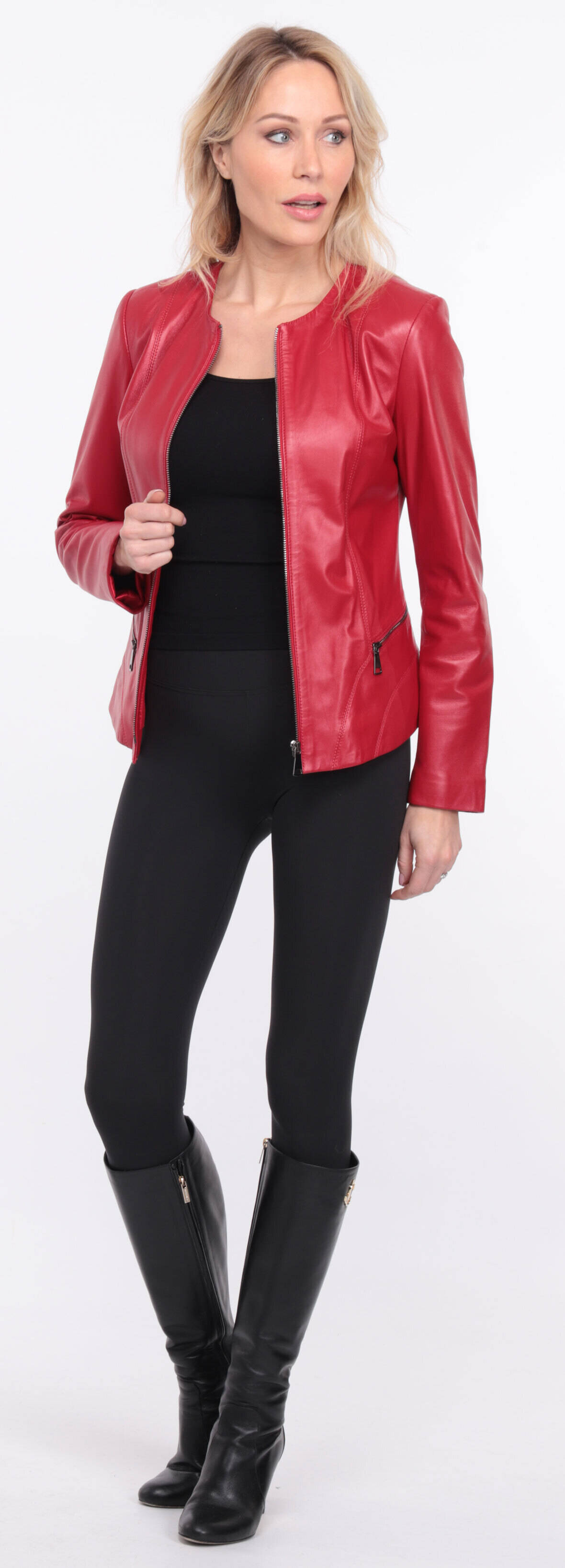 blouson cuir rouge chrsista (13)