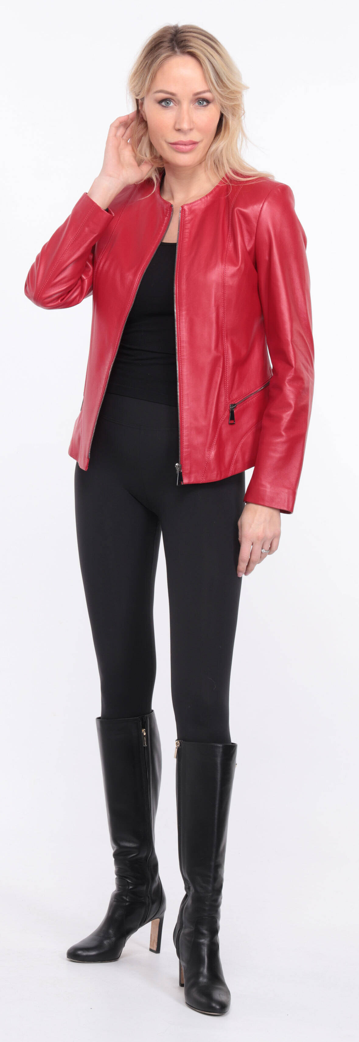 blouson cuir rouge chrsista (8)