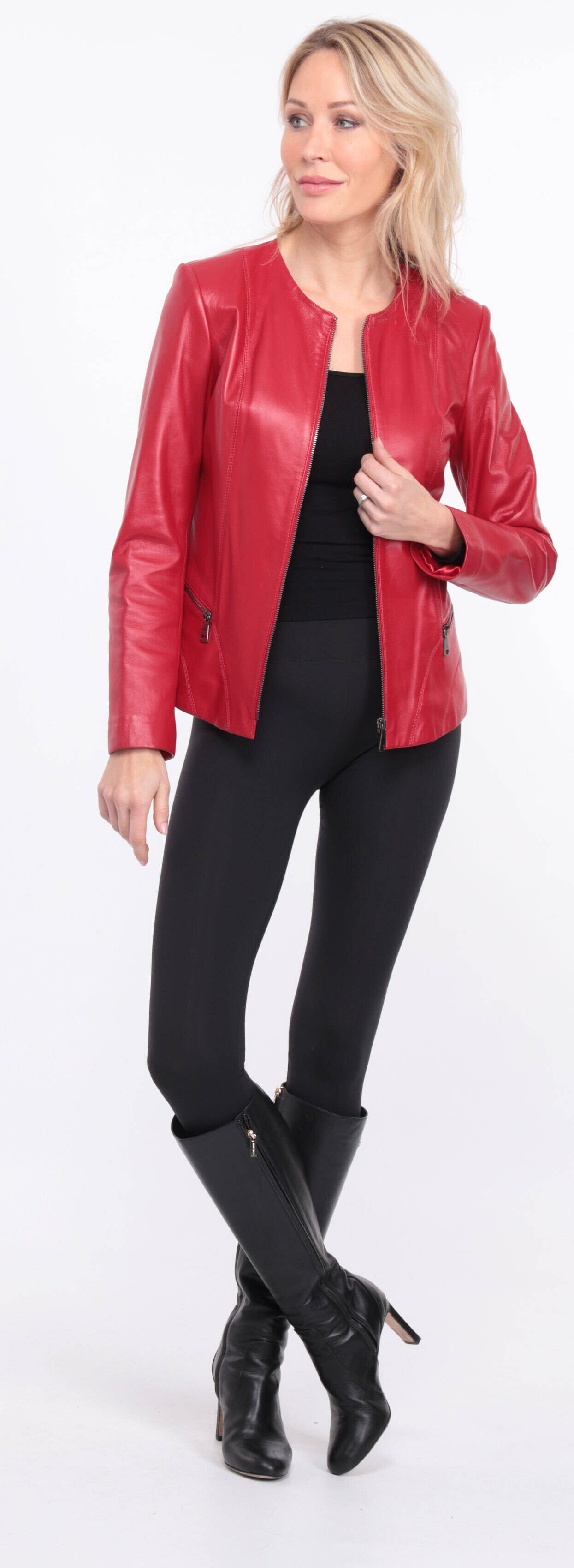 blouson cuir rouge chrsista (9)