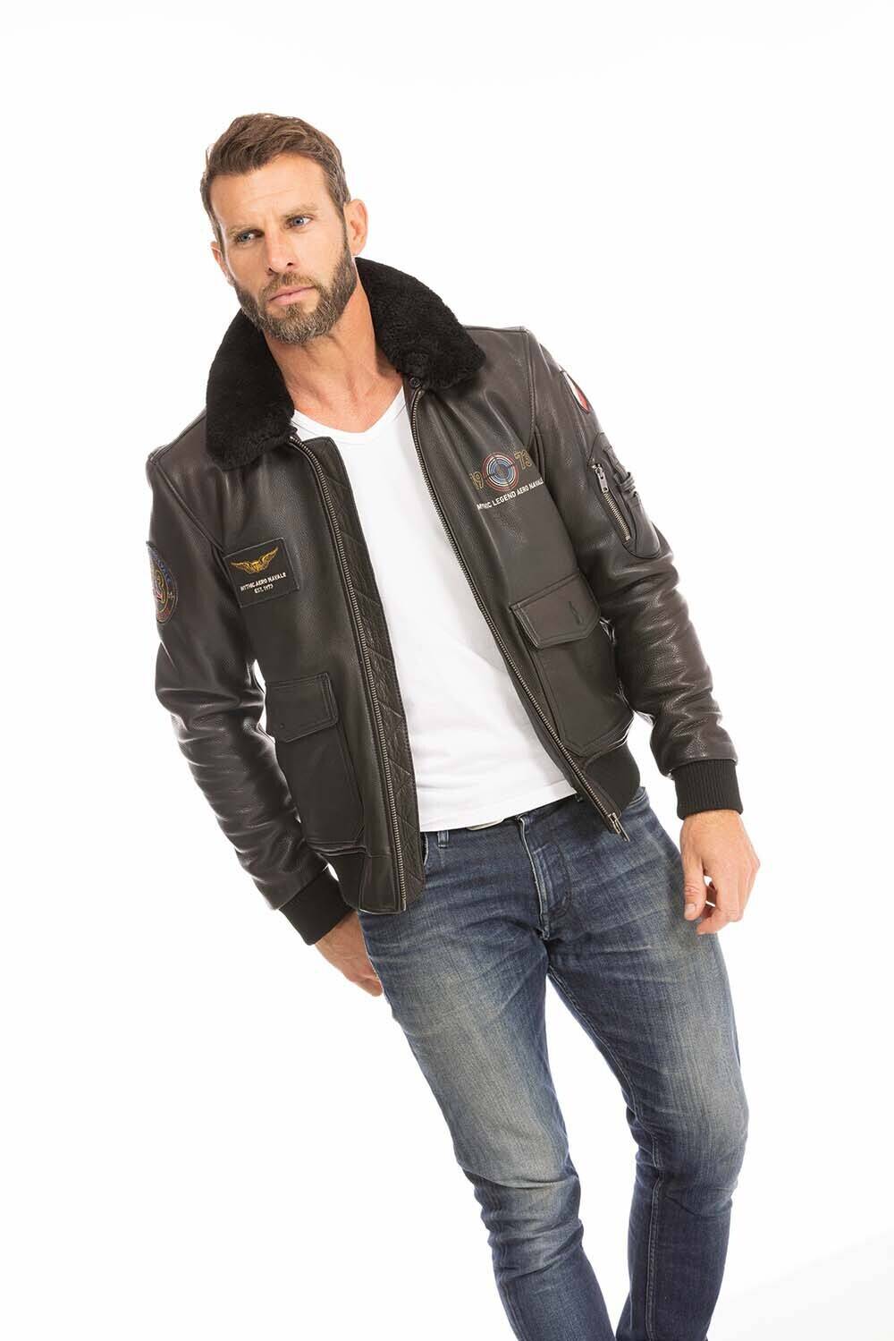 blouson pilote aviateur homme noir 102424 (4)