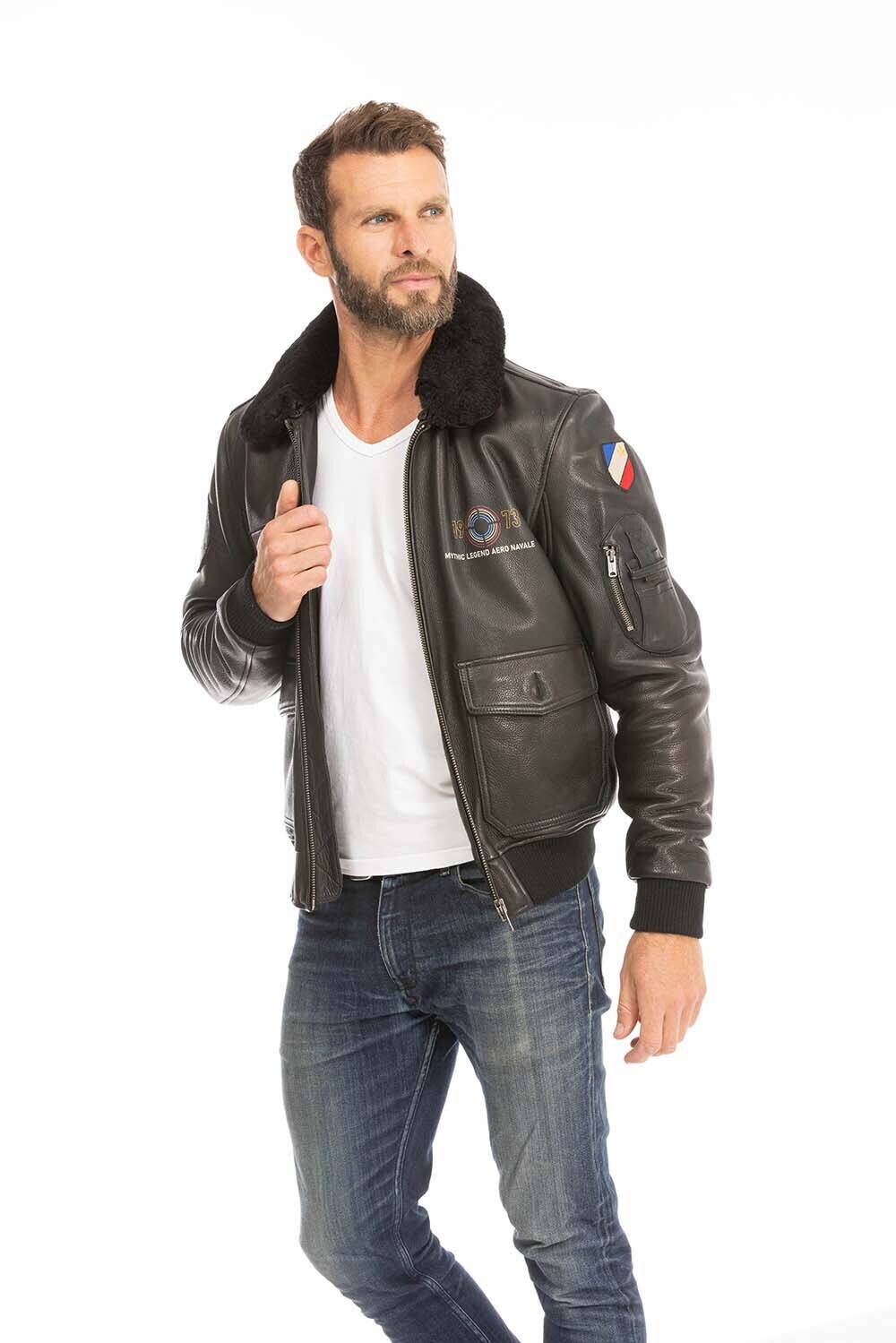 blouson pilote aviateur homme noir 102424 (8)