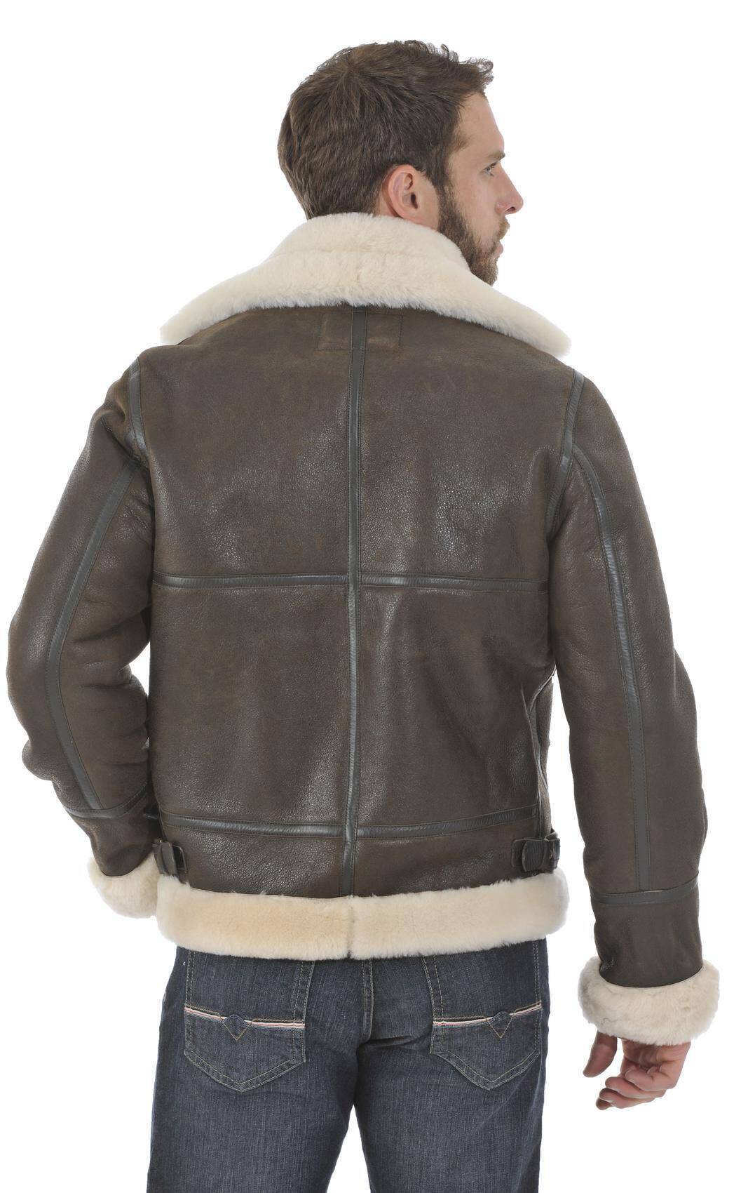 bombardier cuir mouton schott marron LC 1259 dos