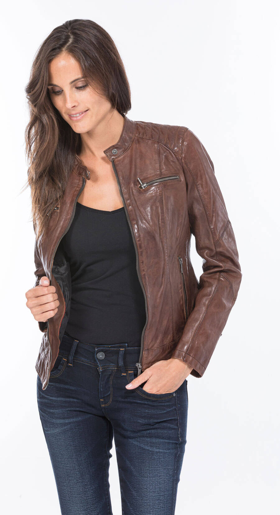 bouson cuir femme agneau cognac 101122 style motard (5)