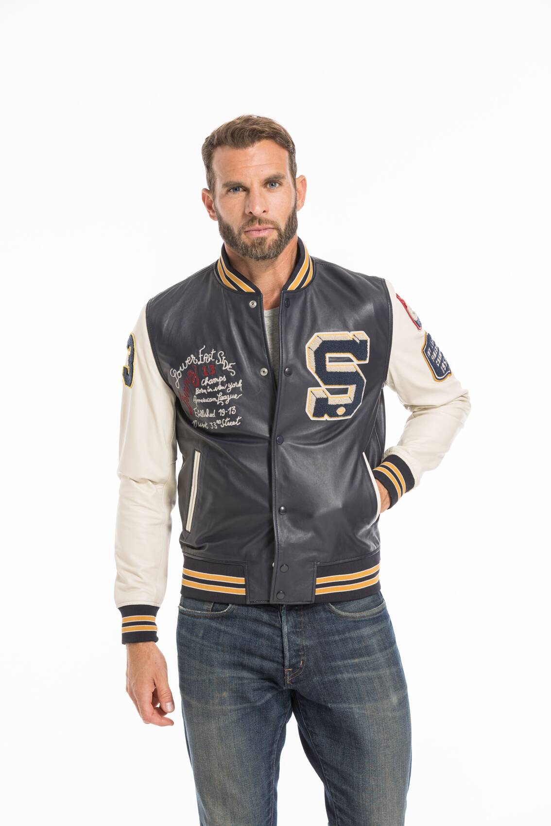 Chaqueta Schott Varsity marino para hombre