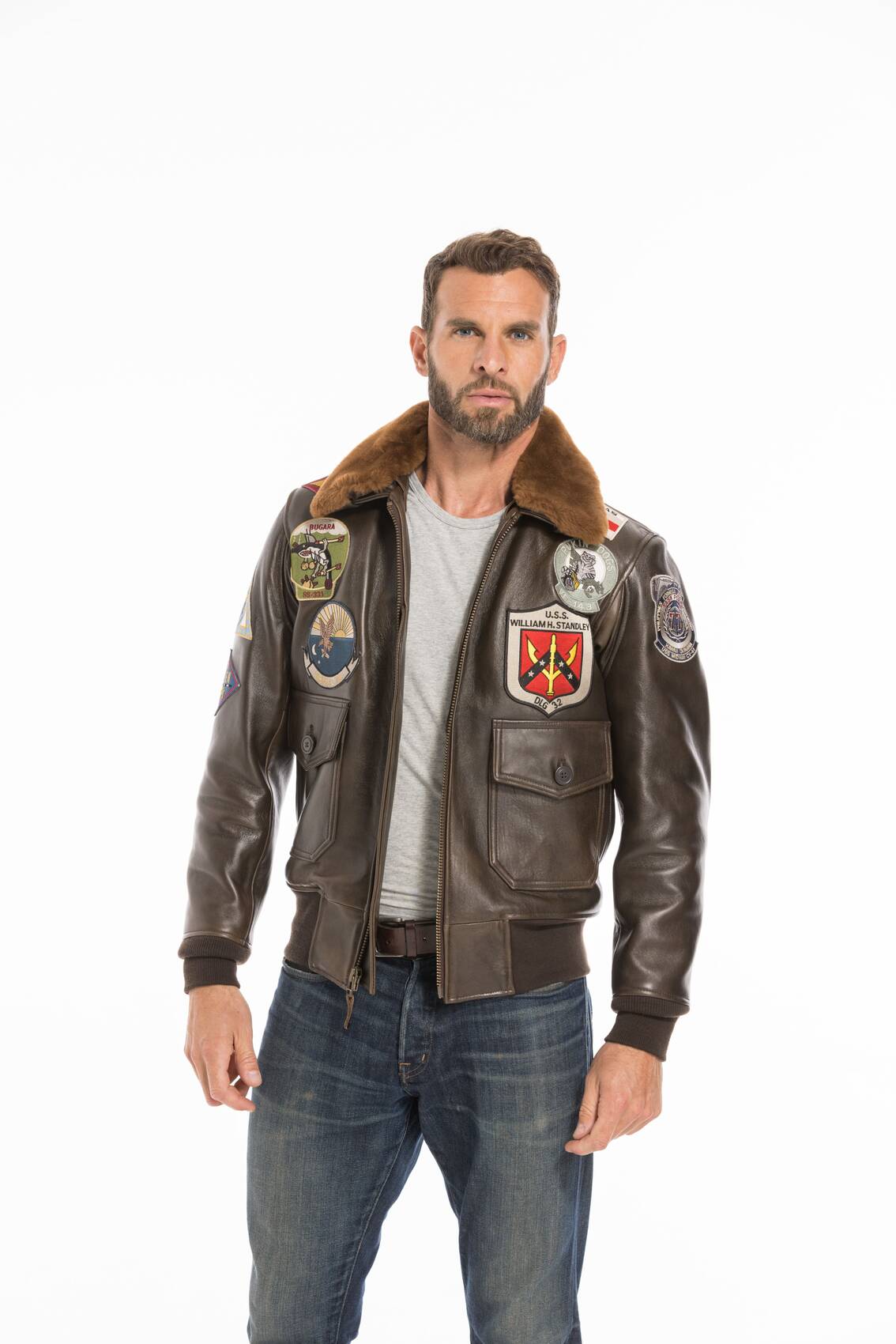 Chaqueta de cuero para hombre Topo Fulbert