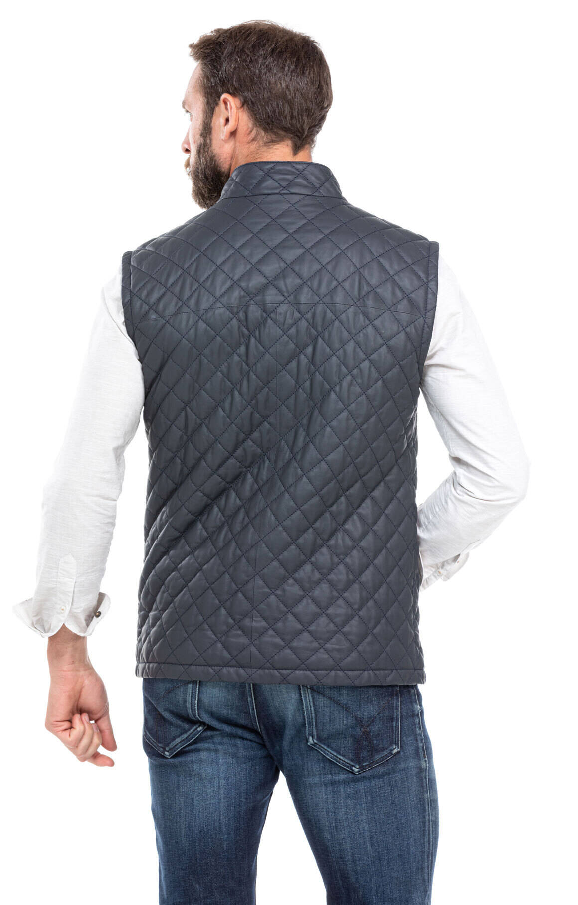 gilet cuir homme bleu marine sans manches classique e08 (5)