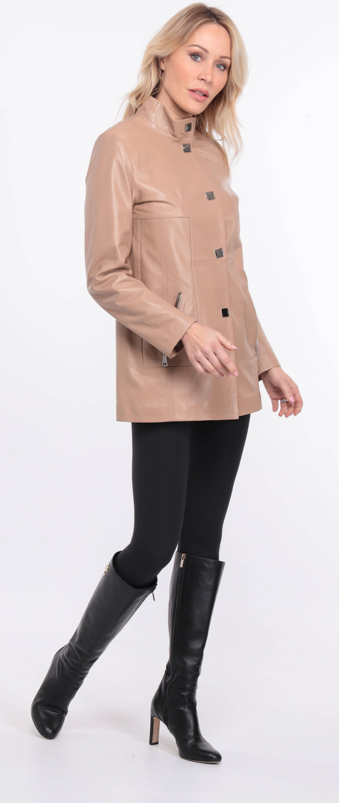 manteau cuir olivia beige  (5)