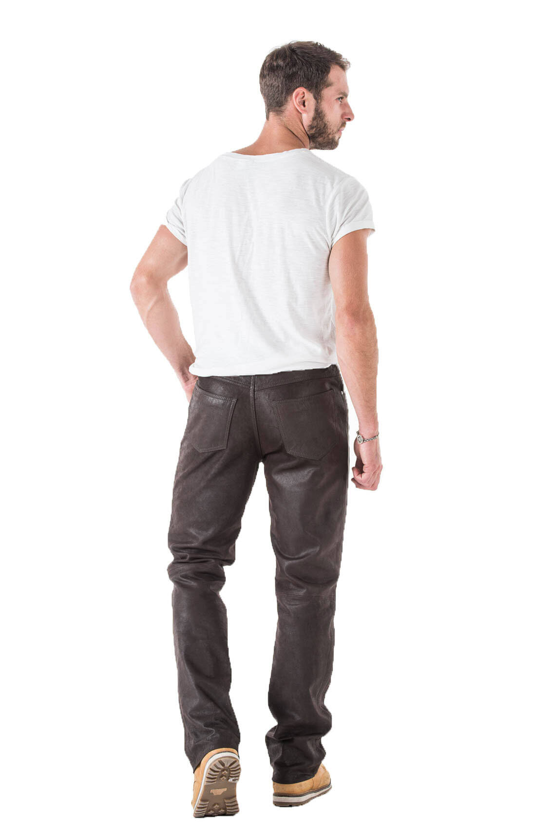 Pantalon cuir homme vachette timber marron coupe 501 TROUSER 5