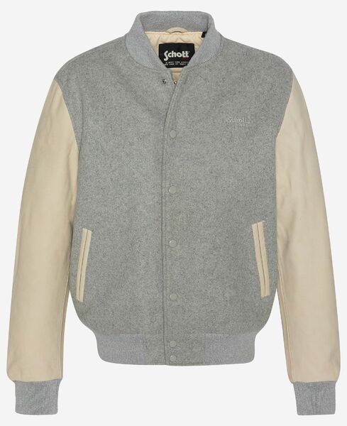 blouson schott lcusa gris clair blanc (2)