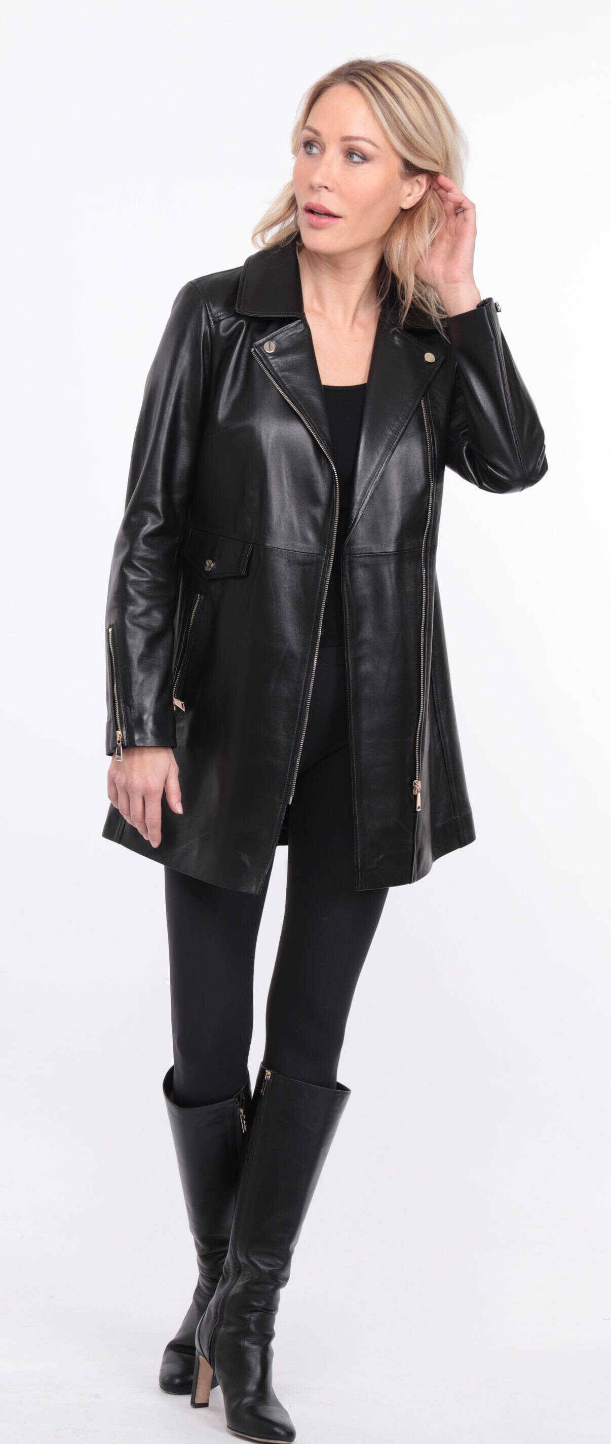 veste cuir femme flavia collar noir  (15)