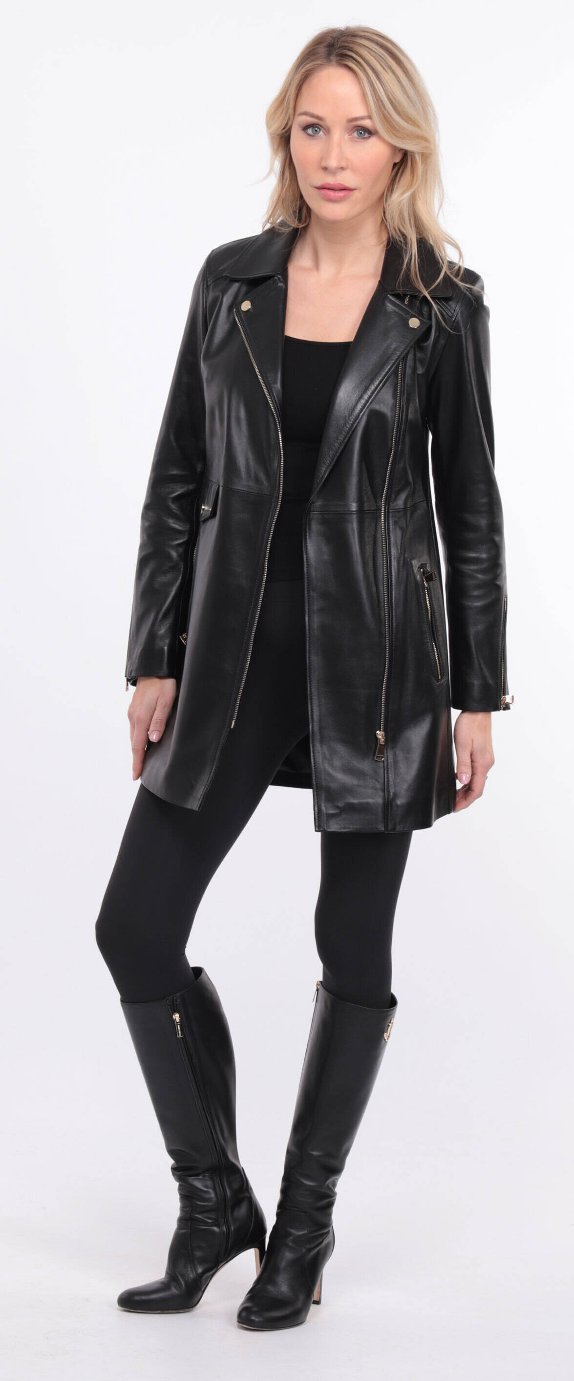 veste cuir femme flavia collar noir  (4)